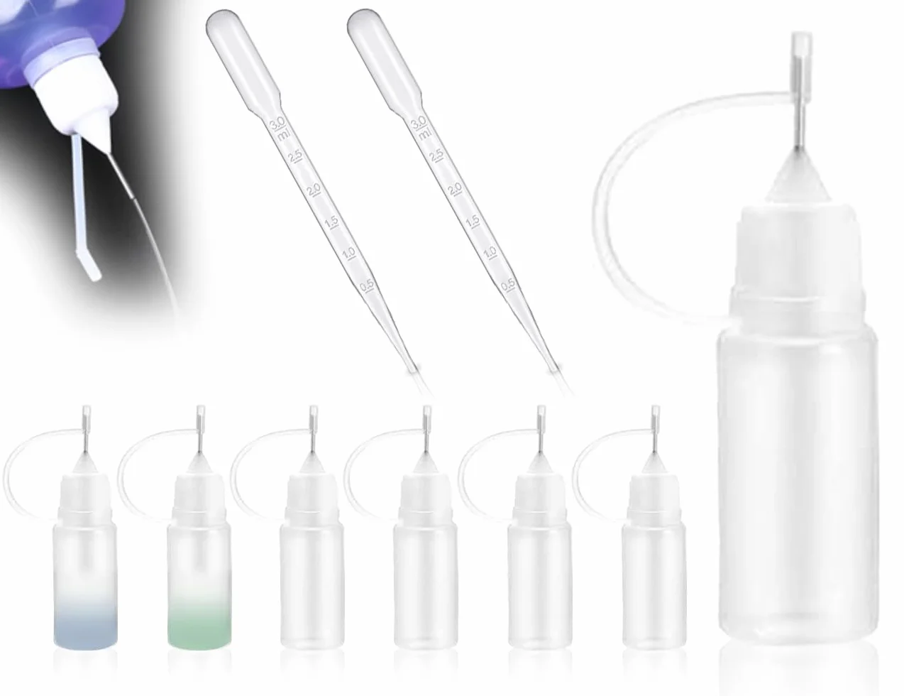 KAPSING 5 ml butelki z aplikatorem z końcówką igłową, 6 sztuk, z pipetą i lejkiem, przyrządy do majsterkowania, które pomagają przy nakładaniu kleju