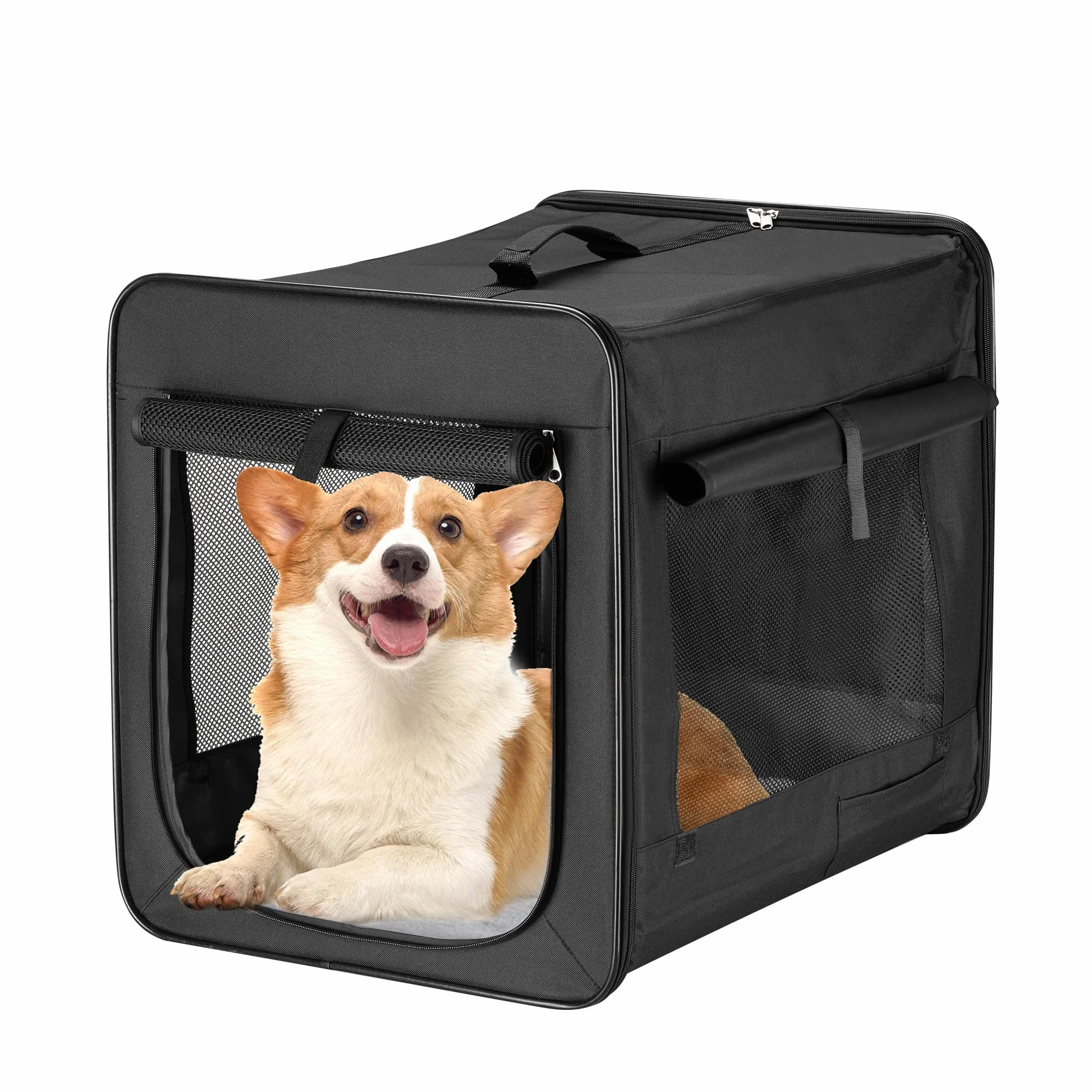 Wiltec Składany transporter dla psa i kota XL (94x66x74 cm), klatka transportowa z poduszką, lekka torba do samochodu dla zwierząt do max. 20 kg