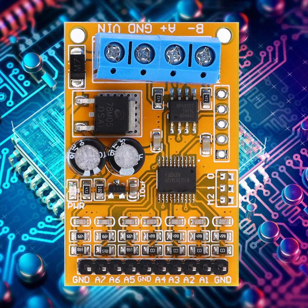 7-kanałowy Modbus RTU Analogowy Próbnik Napięcia z ADC, Funkcje 03 i 06, Moduł Wejścia Analogowego R4AVA07