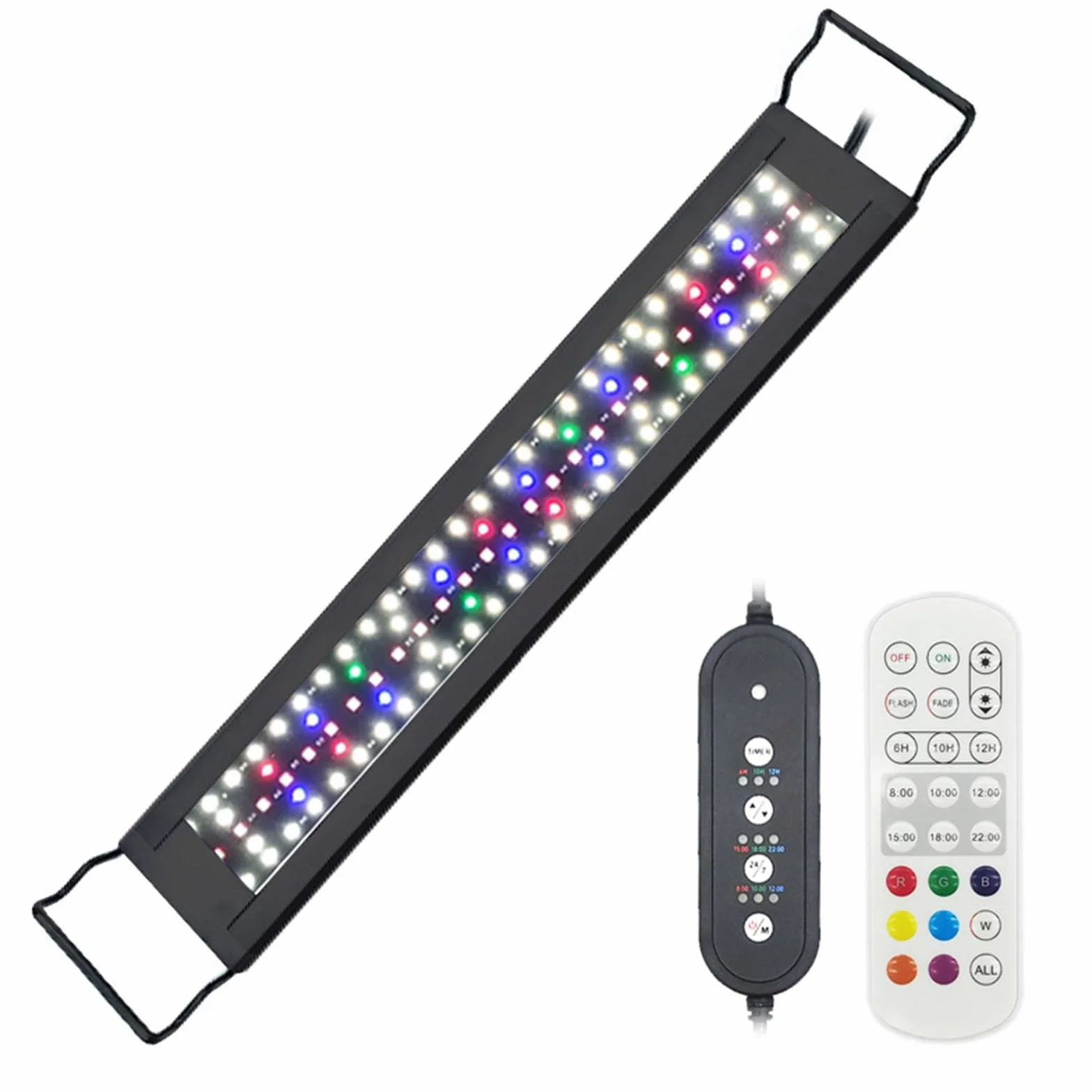 Oświetlenie LED do akwarium o pełnym spektrum, podwyższenie oświetlenia do akwarium, uchwyt do oświetlenia akwariowego, cykl 24/7, tryb DIY, regulowany timer, funkcja pamięci jasności(120cm)