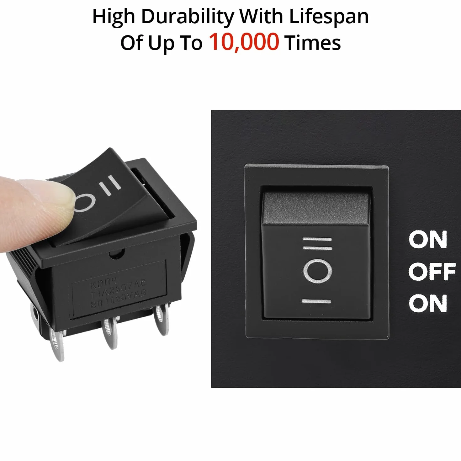 QWORK przełącznik Rocker ON-OFF-ON DPDT 6Pin 16A 250VAC czarny