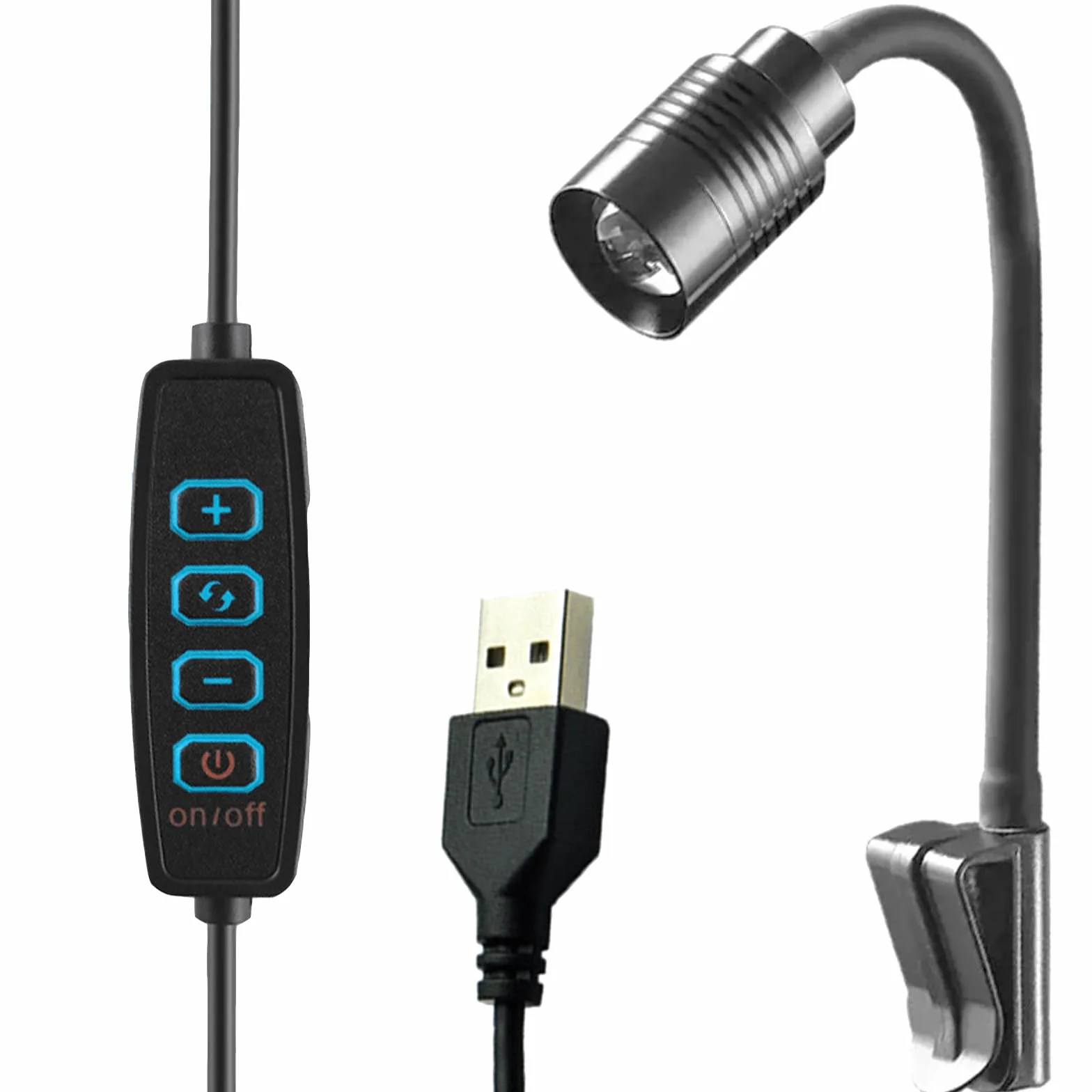 GERUI 3 W oświetlenie do akwarium, regulowane oświetlenie USB - poprawa wrażeń wizualnych, 3 kolory, regulowana długość ogniskowa