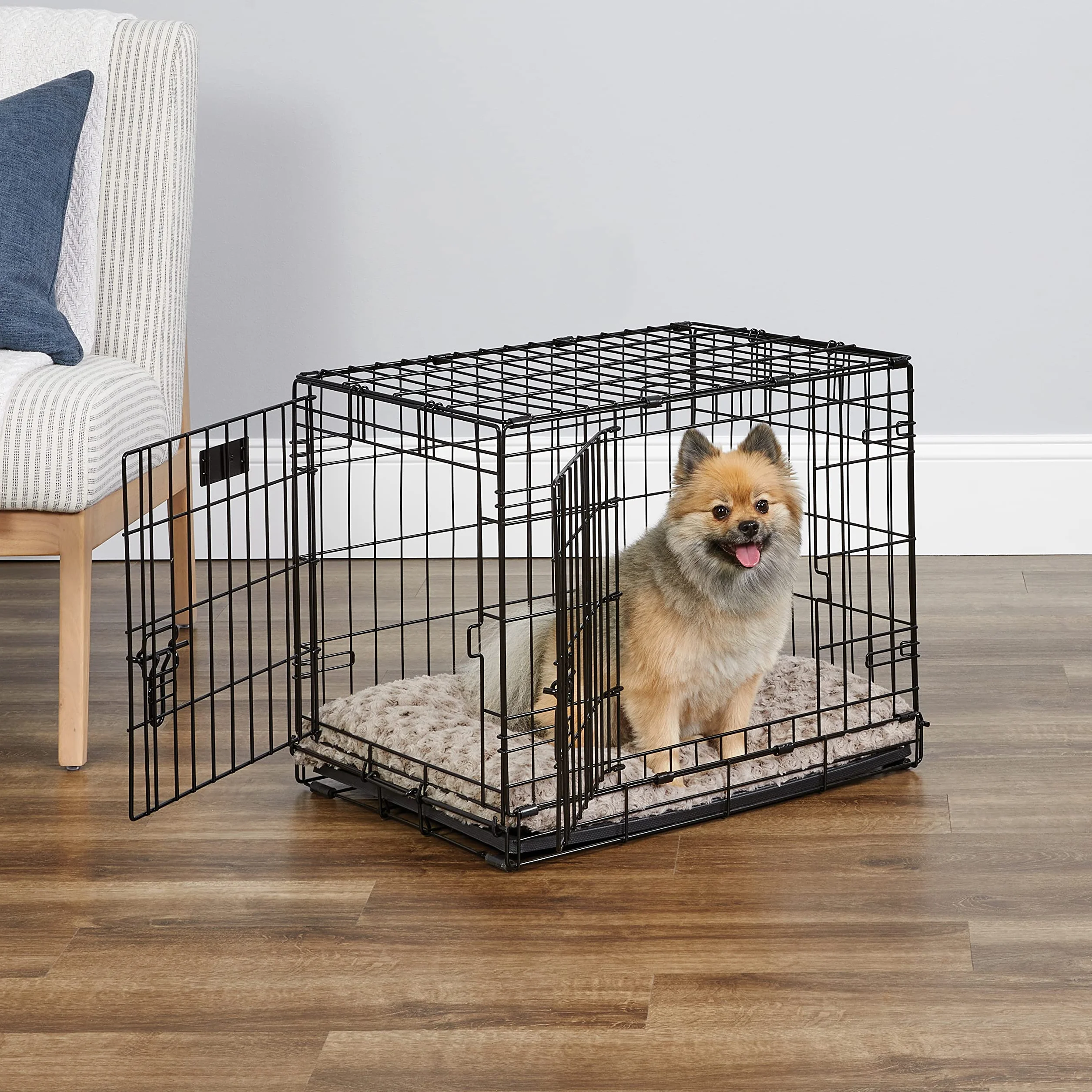 MidWest Homes for Pets 24-Inch Two-Door iCrate Folding Dog Crate with Divider Panel, Leak-Proof Tray & Secure Latches – Metal Wire Kennel for Small Breeds – Portable, Durable & Easy to Assemble