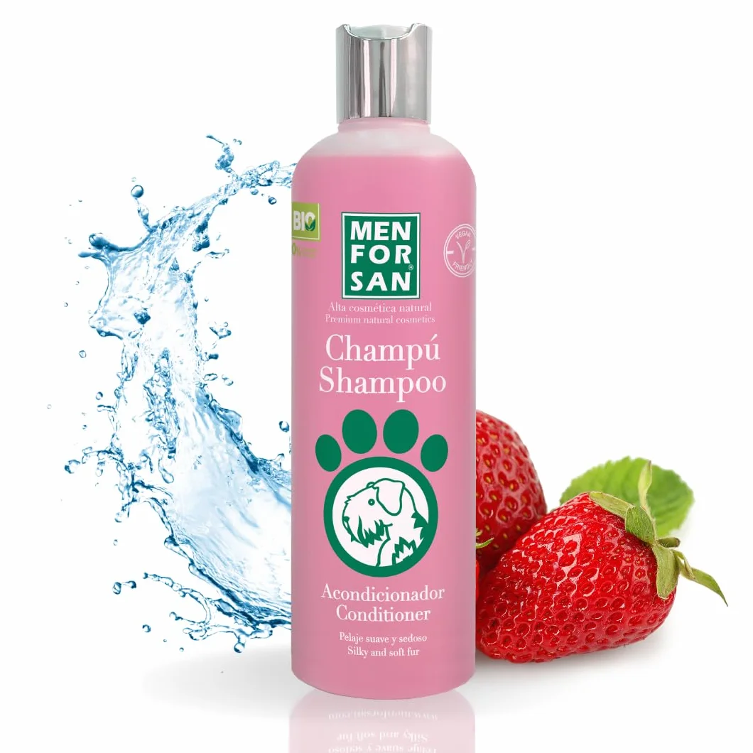 MENFORSAN Szampon z Odżywką dla Psów | Ułatwia Rozczesywanie | Truskawka | Pomaga Rozplątać Futro | Dogłębne Nawilżanie | 300 ml