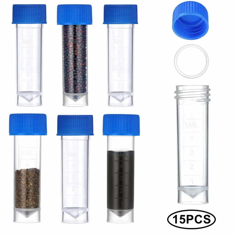 Plastikowe probówki 5 ml z pokrywką, stopniowane, 35 sztuk do laboratorium