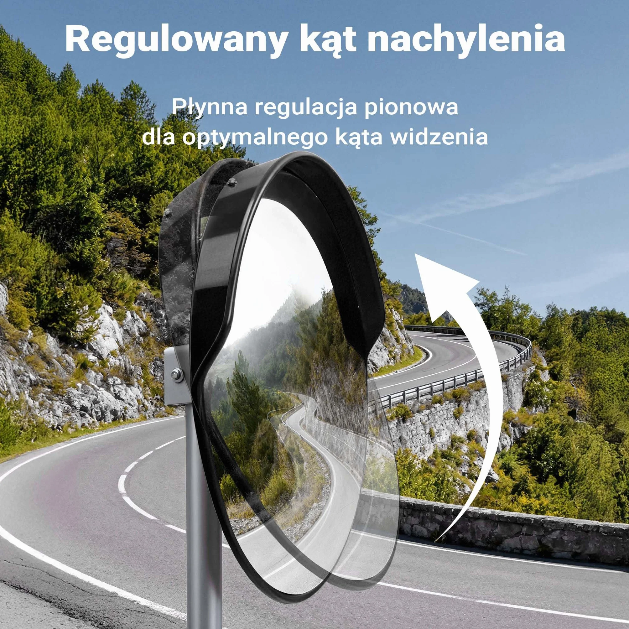 Wiltec Lustro drogowe 45 cm wypukłe z osłoną czarne, okrągłe magazynowe z polem widzenia 130°, więcej bezpieczeństwa przy wyjeździe z materiałem montażowym