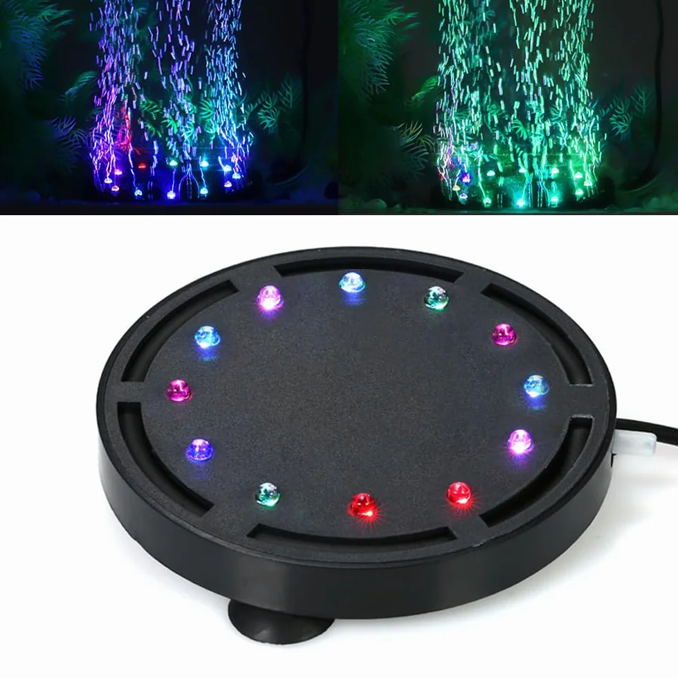Mineup Kamień powietrzny do akwarium, diodowe LED, odpływ powietrza, zestaw do akwarium, zbiornik na ryby, rozpuszczony tlen, dekoracja (125 mm)