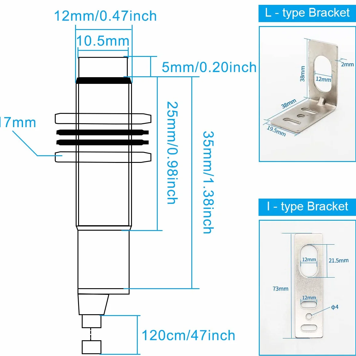 Czujnik zbliżeniowy M12, 4 mm NPN NO Normalnie otwarty indukcyjny czujnik zbliżeniowy, drukarka 3D LJ12A3-4-Z/BY Wykrywanie DC 6-36V do MCU, 2 szt