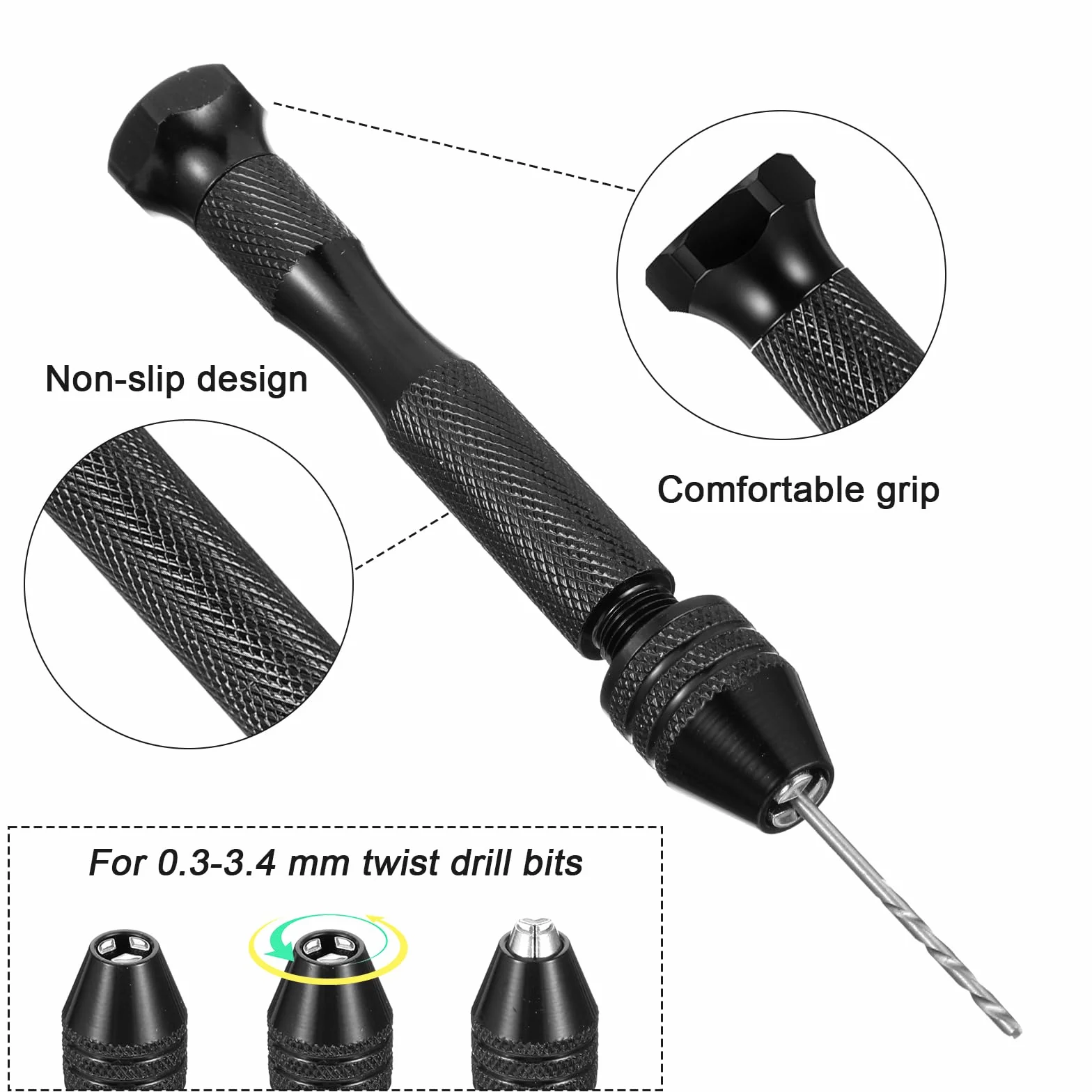 36 sztuk mini wiertarki Pin Vise z 25 wiertłami spiralnymi (0,5 – 3,0 mm) i 10 mini wiertłami PCB (0,3 – 1,2 mm) precyzyjne mikrowiertła ręczne do metalu, drewna, biżuterii, modelarstwa i wiercenia