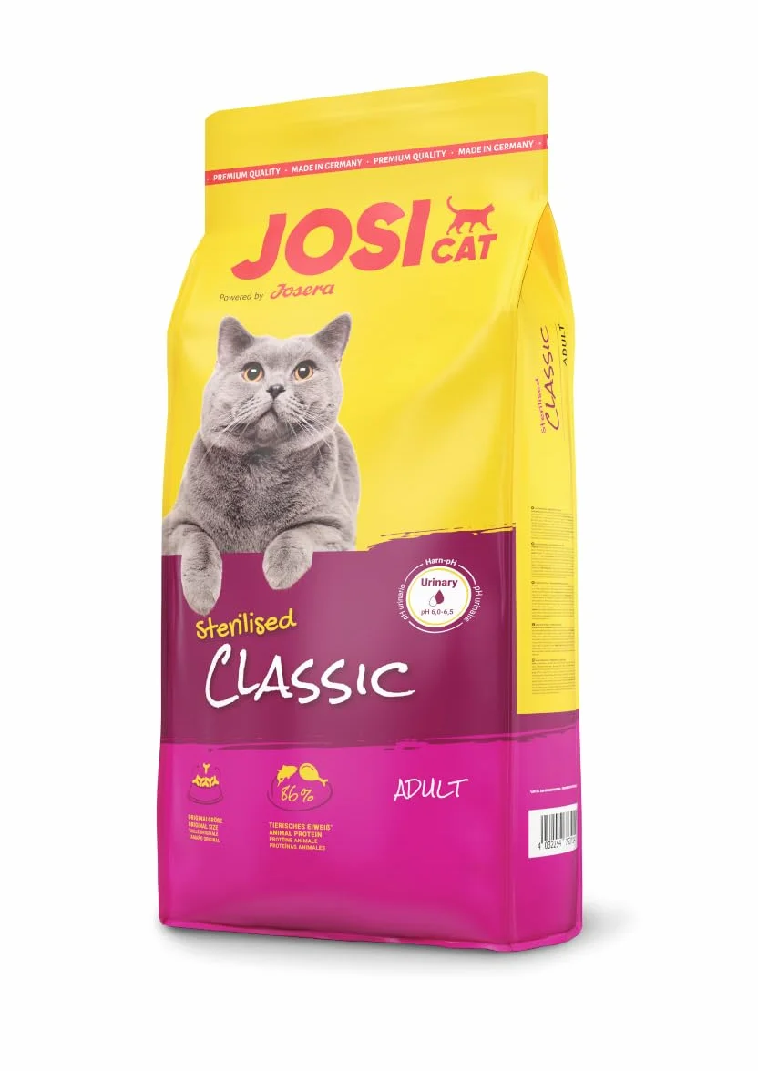 JosiCat Sterilised Classic (1 x 10 kg) | sucha karma premium dla kastrowanych kotów | z niewielką ilością tłuszczu i dużej ilości białka | Powered by JOSERA | karma dla kotów | karma dla kotów |