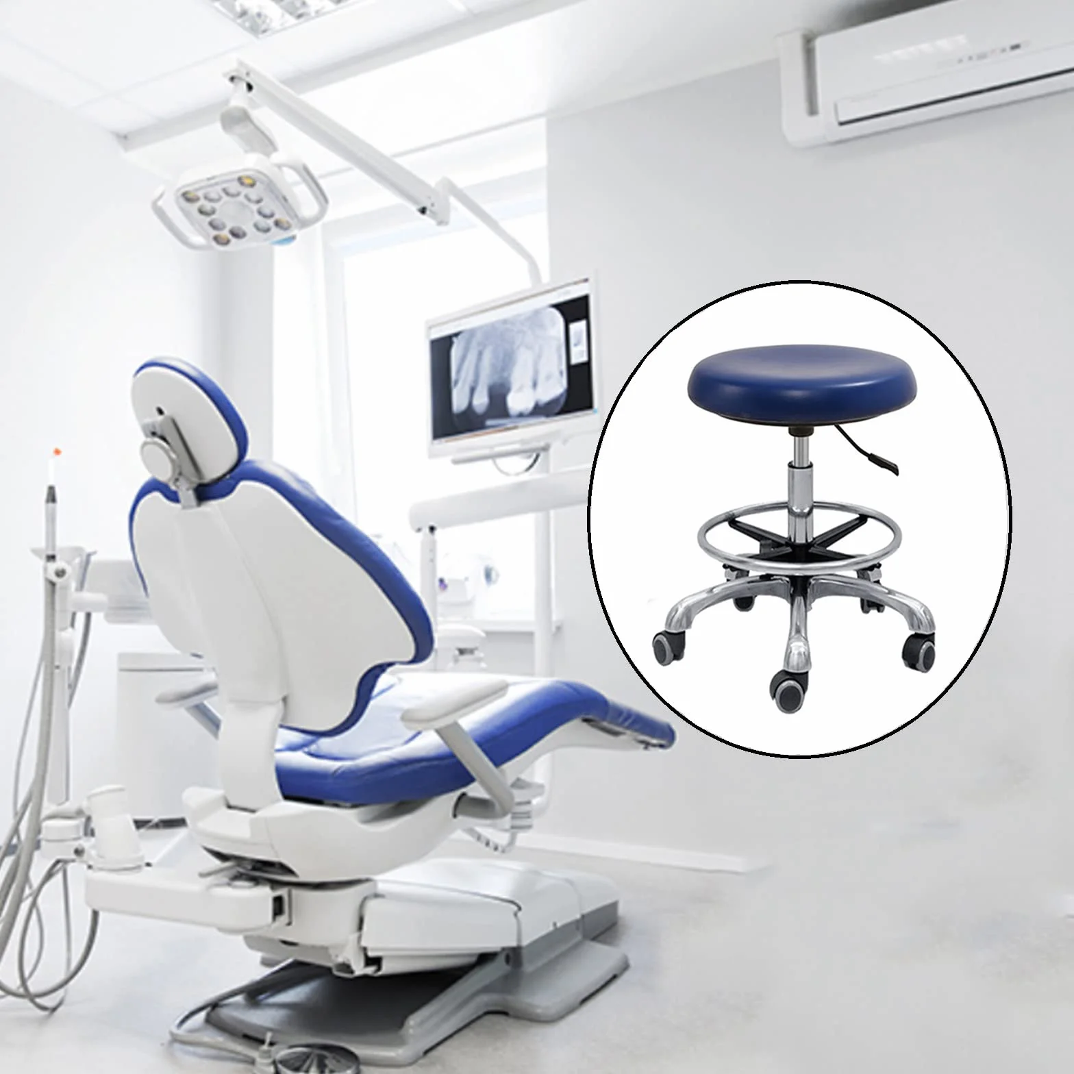 Krzesło dentystyczne stołek medyczny stołek asystent stomatologiczny stołek obracany o 360° podłokietnik skóra PU stołek siodełko krzesło salon regulacja wysokości