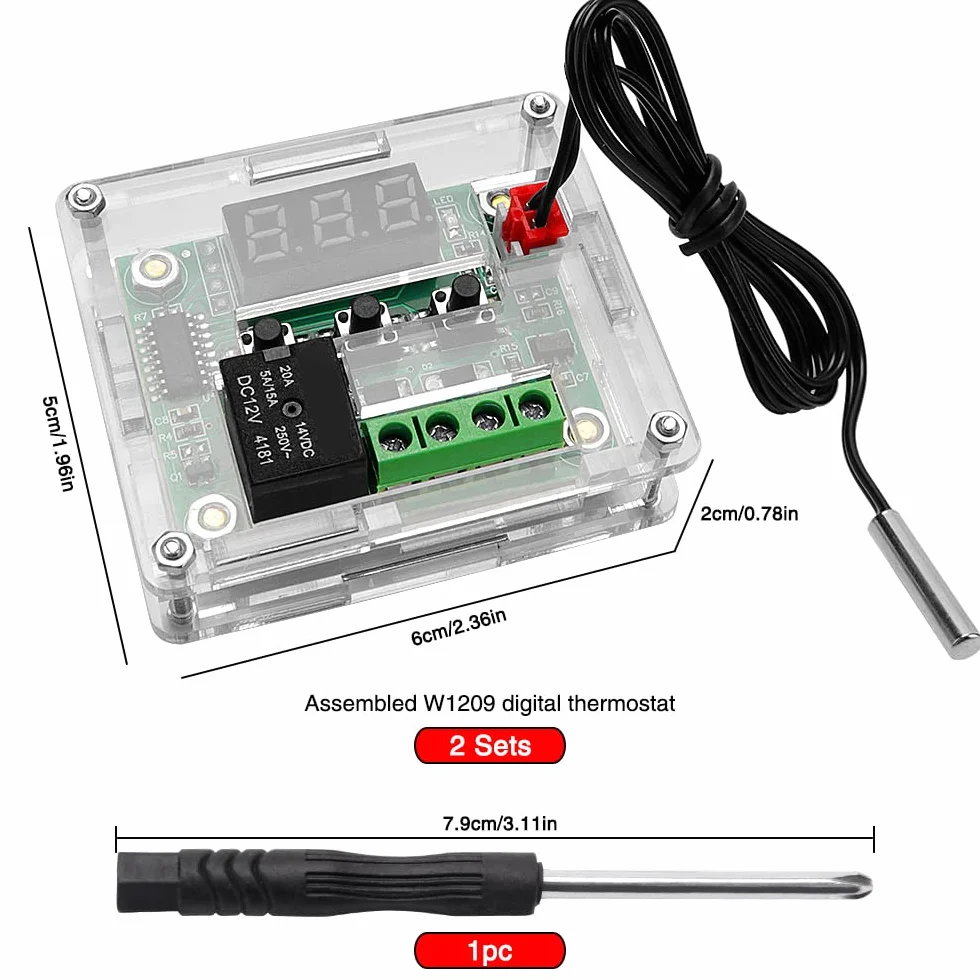 VooGenzek Cyfrowy Regulator Temperatury W1209 Termostat -50-110°C 12V DC z Sondą NTC