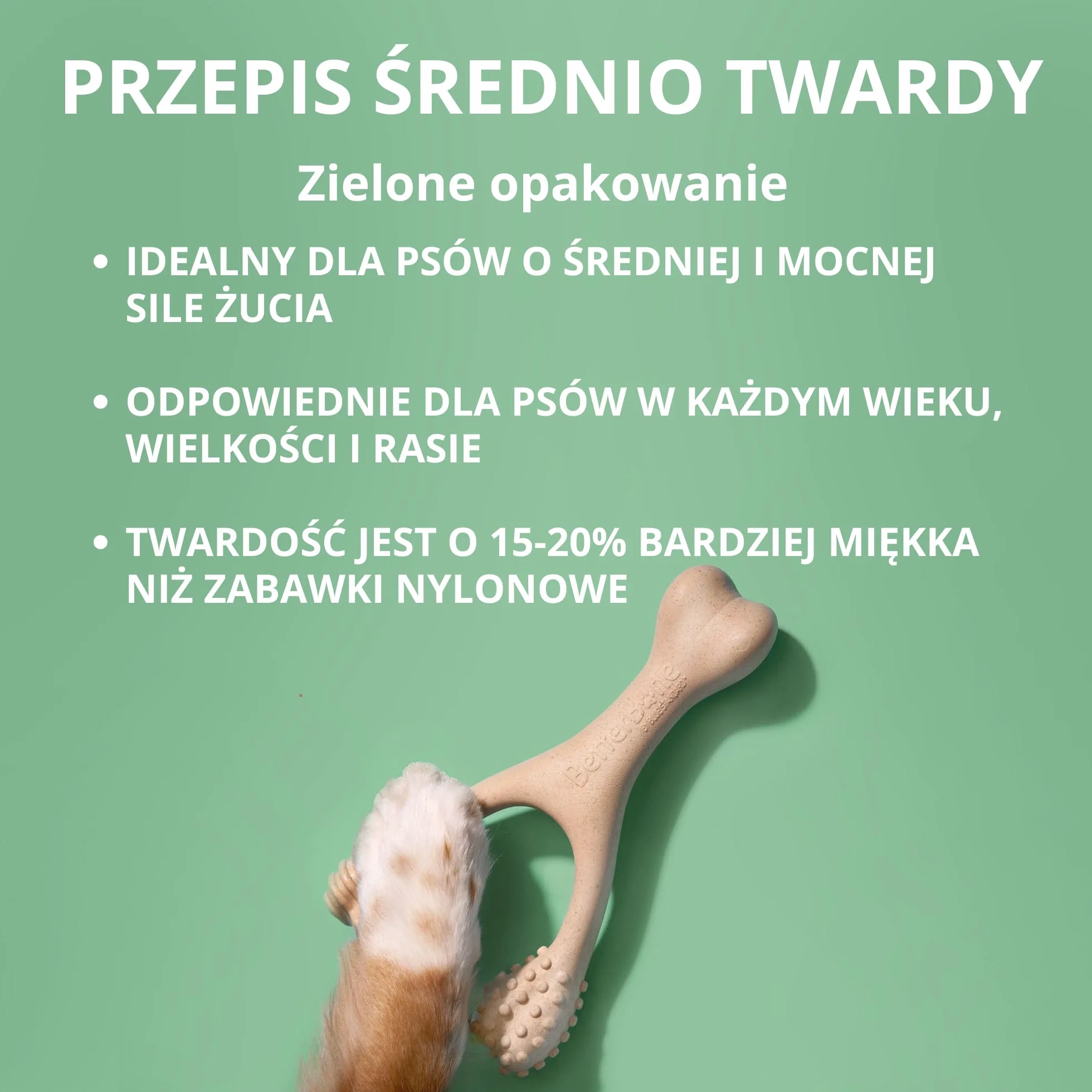 BetterBone - Zabawka dla psa do żucia – Small Medium Classic – wegańska kość do żucia dla psa, bez nylonu i GMO na bazie celulozy, średnio twarda, neutralny smak, nie odpryskuje i hipoalergiczna