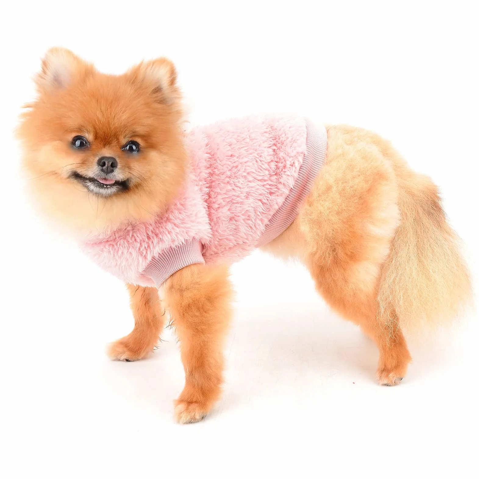 SMALLLEE_LUCKY_STORE Sweter polarowy typu sherpa kamizelka golf sweter z pierścieniem w kształcie litery D miękka bluza dla małych psów, kotów, szczeniaków, chłopców, dziewcząt, yorki, chihuahua,