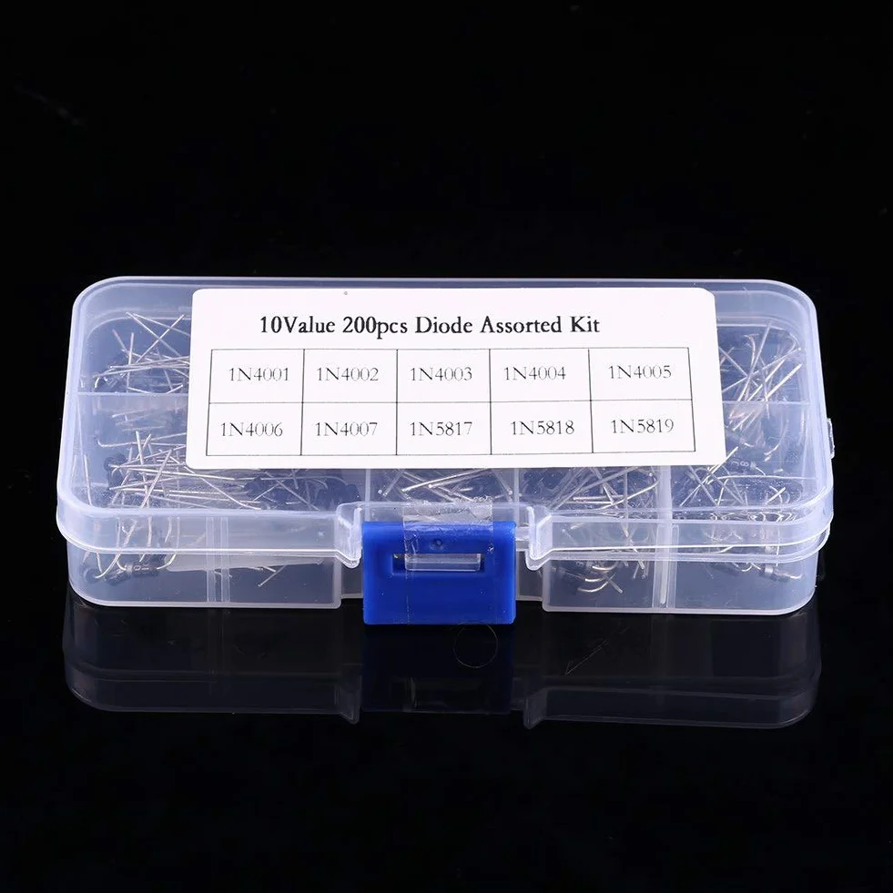 Spannungsregler Diode Sortiment 10 Werte 200 Stücke 1N4001~1N4007 1N5817~1N5819 mit Klarsichtbox