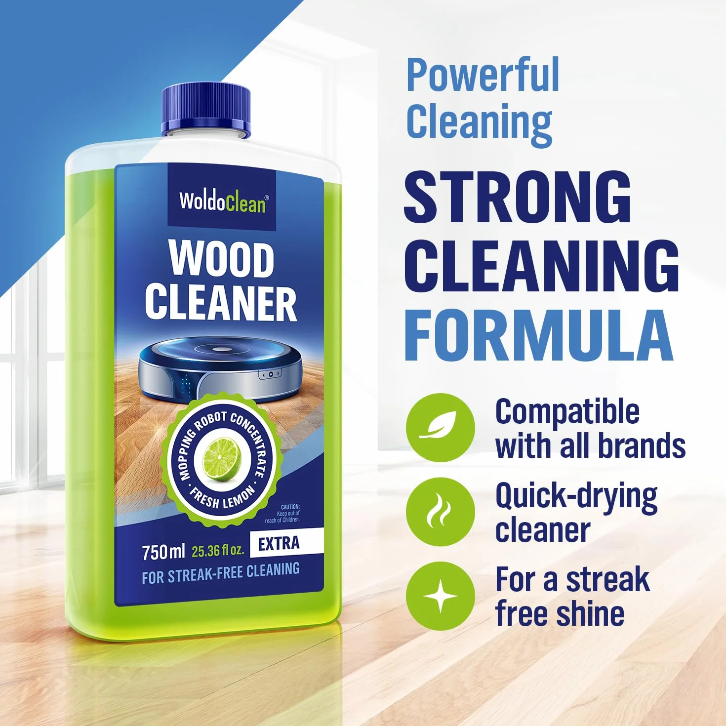 WoldoClean Środek czyszczący do robotów mopujących 750 ml do podłóg drewnianych
