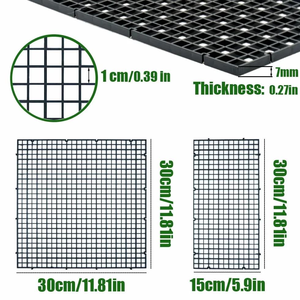 LINLAN 4 sztuki 15x30 cm (5.9x11.8 cala) siatka akwariowa z tworzywa sztucznego, przegródka do akwarium, siatka jajeczna do filtracji DIY i ochrony dna w aquascapingu (Biały - bez akcesoriów)