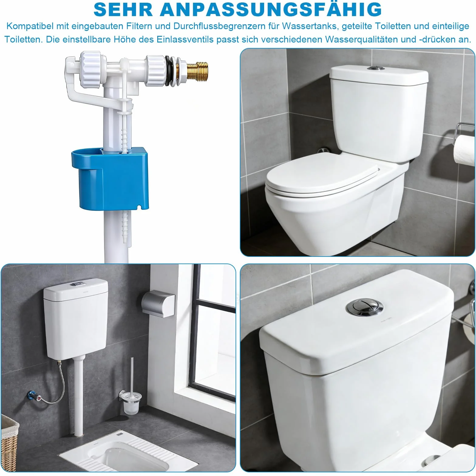 Mosiężne zawory napełniające do spłuczki G3/8" G1/2" uniwersalne