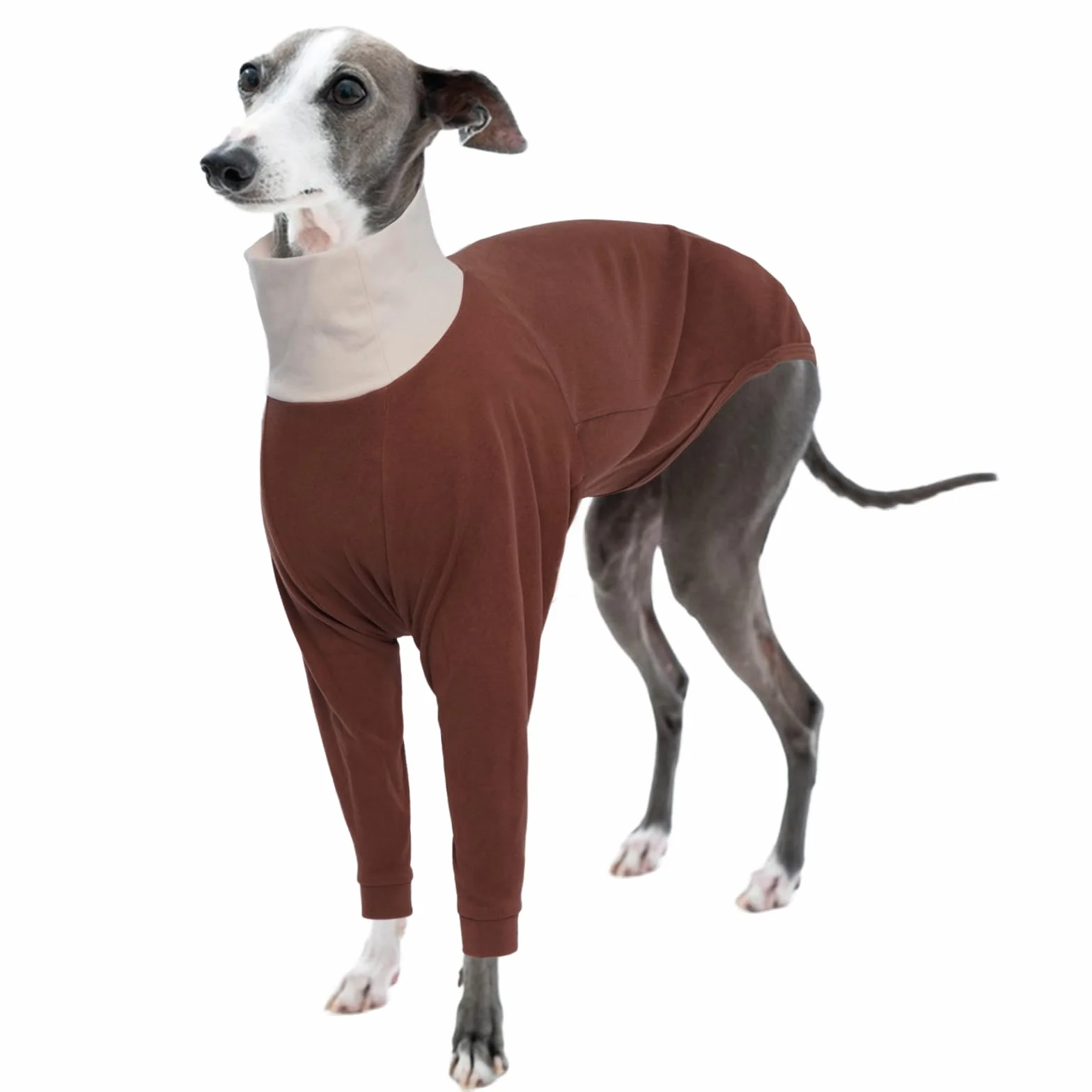 Sweter charta, polar, sweter dla psa, średni dla whipetów, pulower, szary, piżama, Lurcher, koszula polarowa, whippet, piżama, bluzy dla psów (brązowy, M)