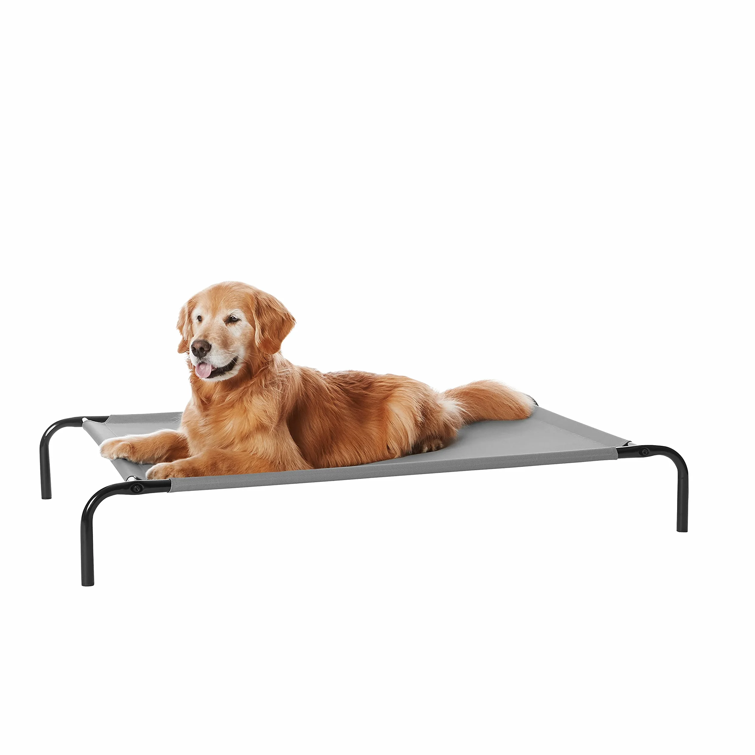 Amazon Basics Chłodzące podwyższone legowisko dla zwierząt domowych, szare, rozmiar L, dł. 130 x szer. 80 x wys. 19 cm