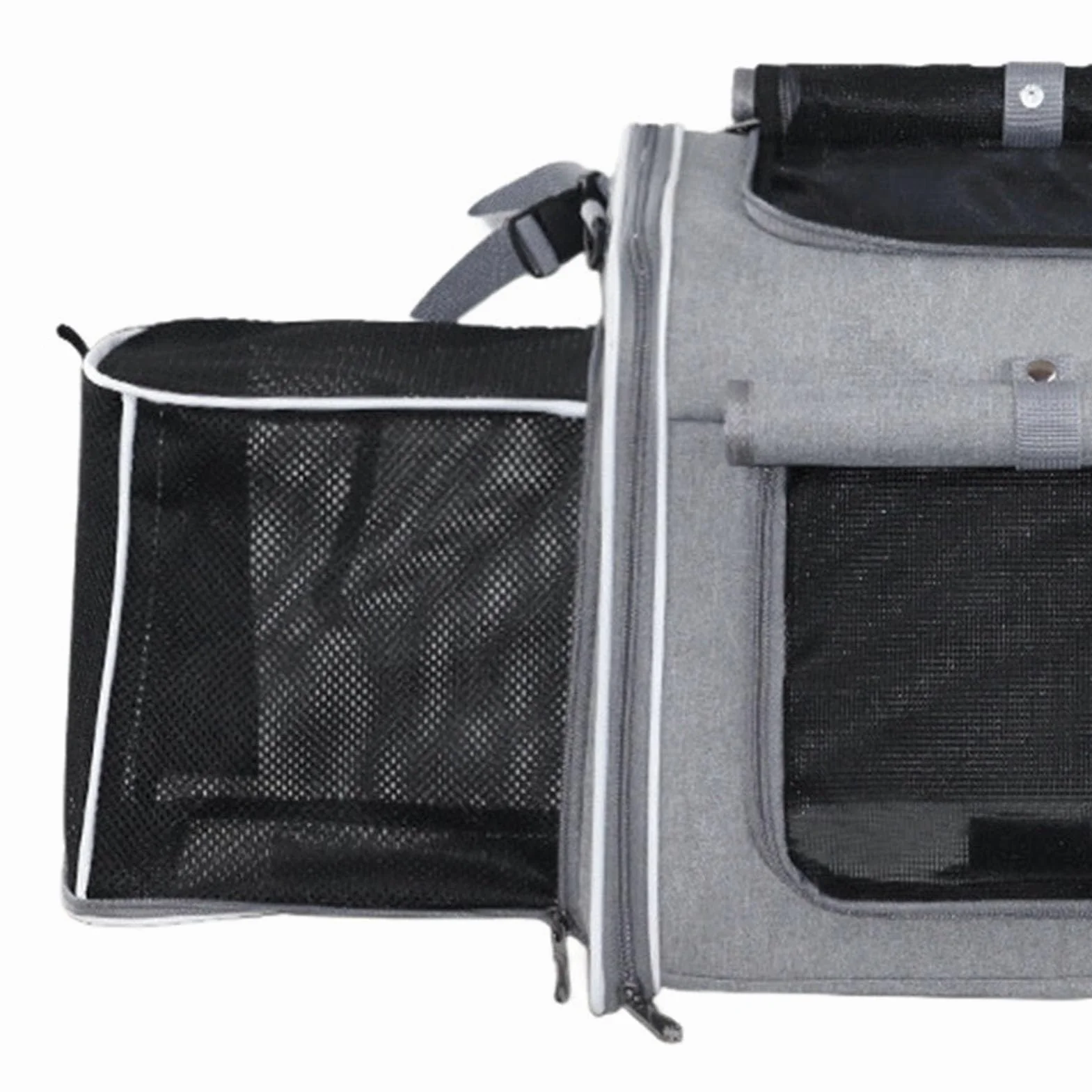 Koszyk Rowerowy dla Psa do 8 Kg Rozszerzalny I Składany 4 Drzwi,4 Siatki,Konstrukcja Z Miękkiej Skorupy Plecak Transportowy Windows Bike Metalową Wytrzymała Tkanina Oxford (GREY)