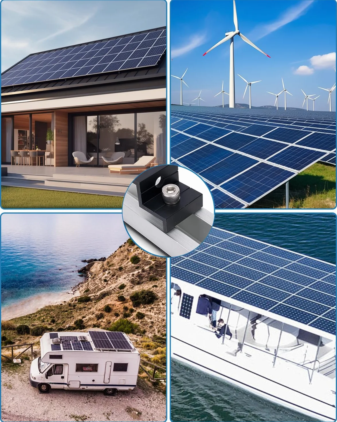 LEAZZLE zestaw montażowy uchwyt solarny płaski dach szyna mocująca PV panel słoneczny