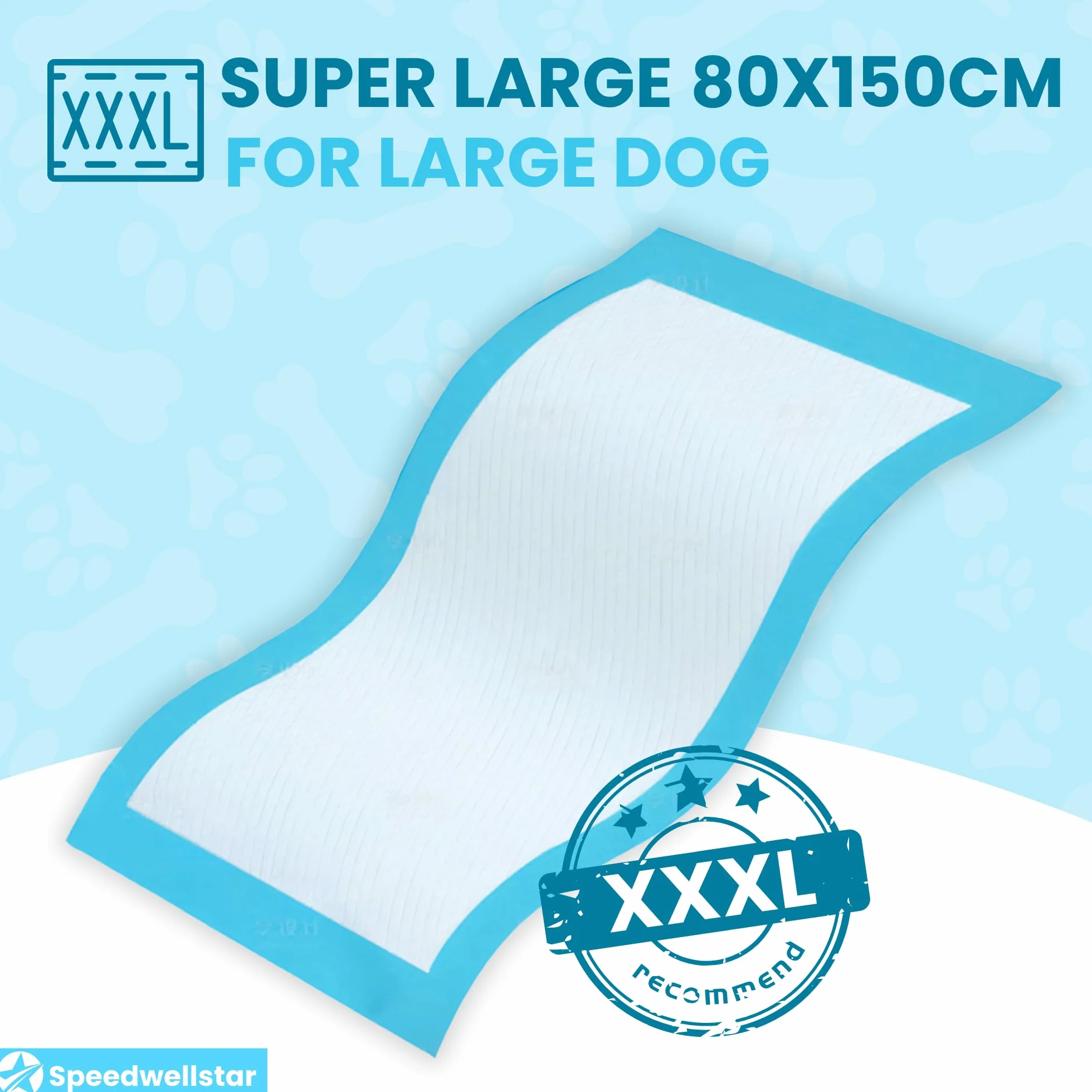 Podkłady treningowe dla psów bardzo duże 150 x 80 cm super chłonne 2300 ml – Maty higieniczne dla szczeniąt i dorosłych psów, bezzapachowe, opakowanie 120 sztuk od Speedwellstar