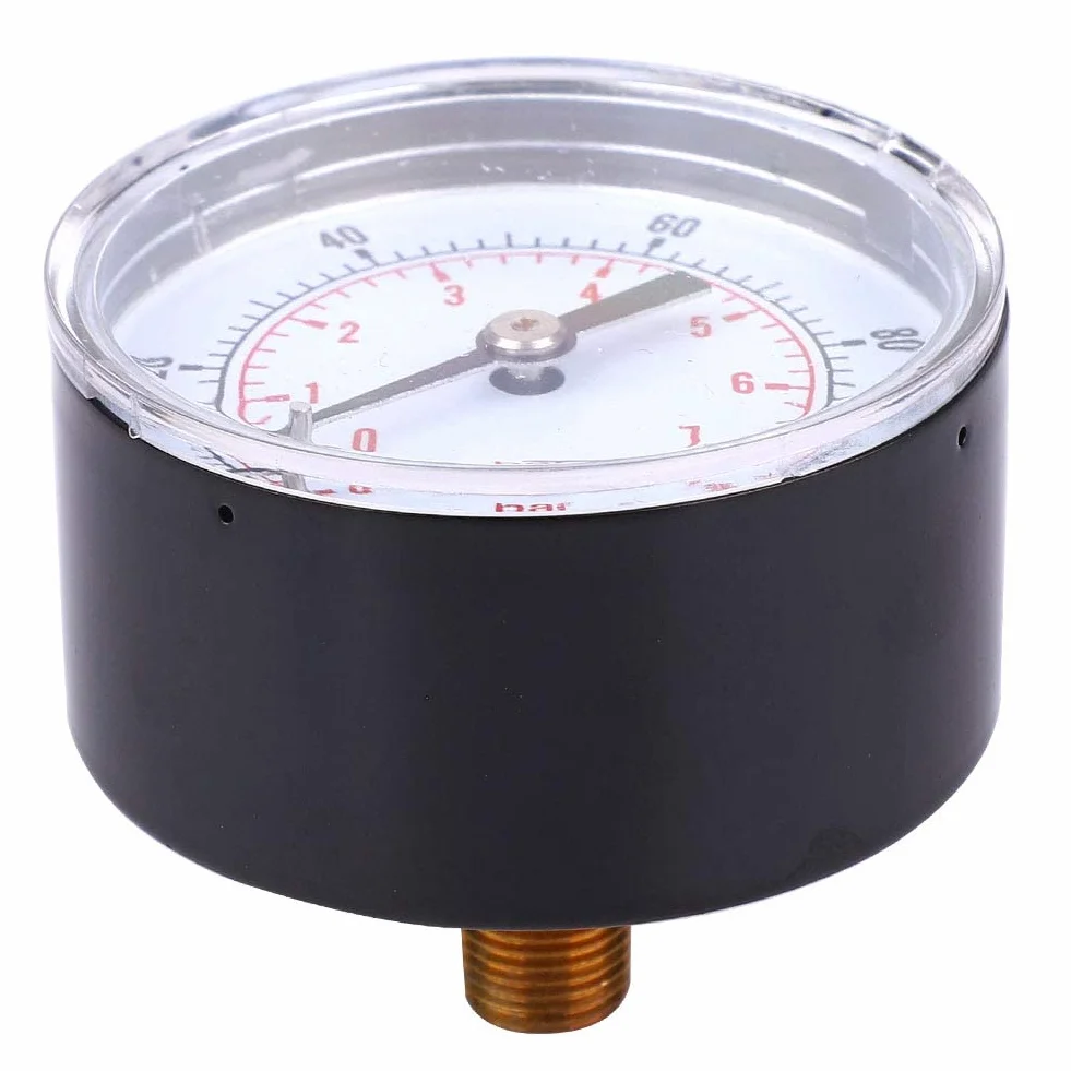 Manometr 50 mm Tarcza Manometr Tylne połączenie, osiowy manometr 1, 8 tarczy 1/8 Bspt Tylne przyłącze do gazu olejowego z wodą powietrzną (0-100 psi 0-7 barów)