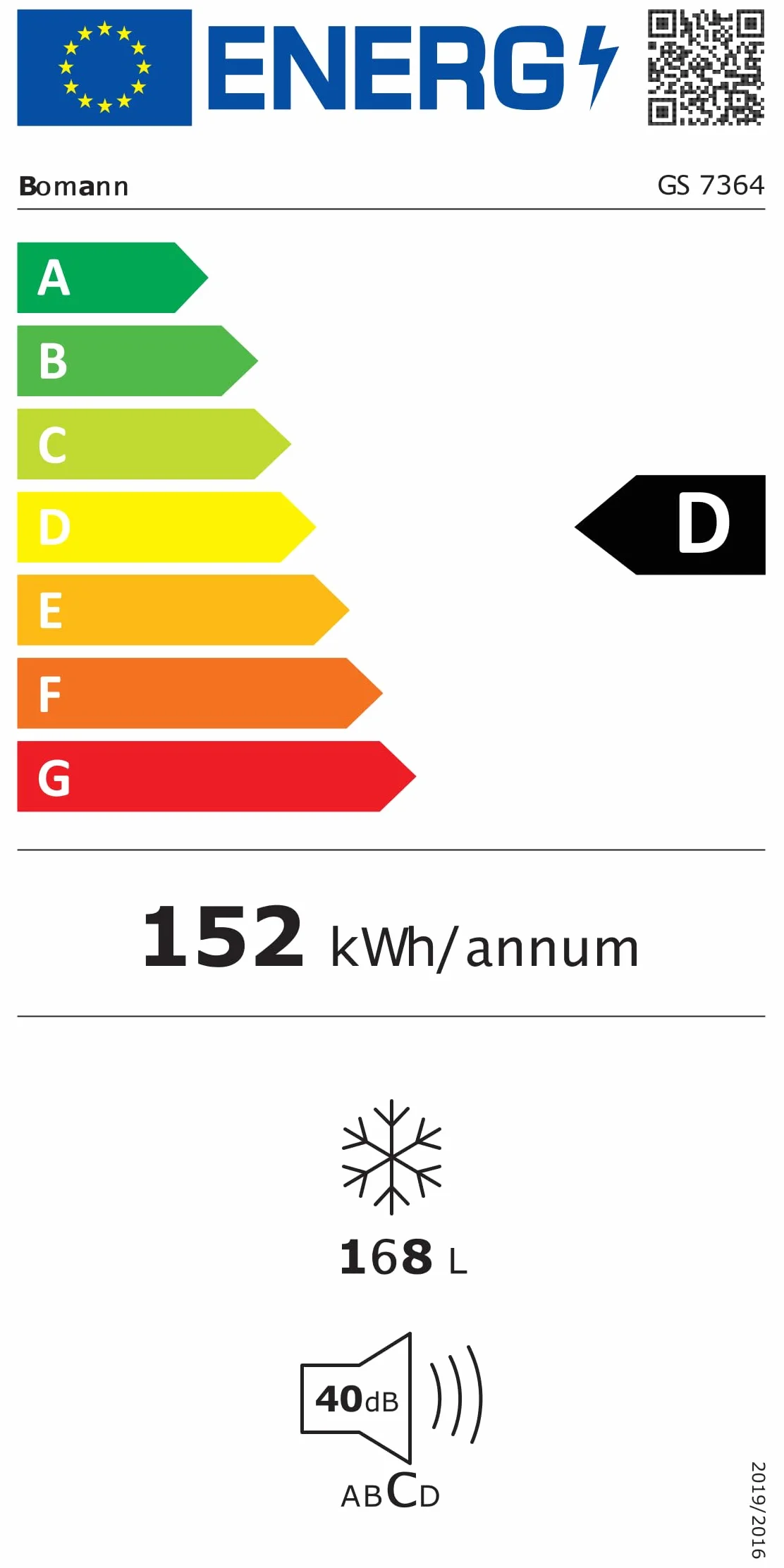 Zamrażarka Bomann® 143 cm, Komora zamrażarki 4-gwiazdkowa, Zakres temperatur: ≤ -18°C, Cicha zamrażarka (40 dB), Odwracalne zawiasy drzwi, Duża zamrażarka, Zamrażarka 168 l