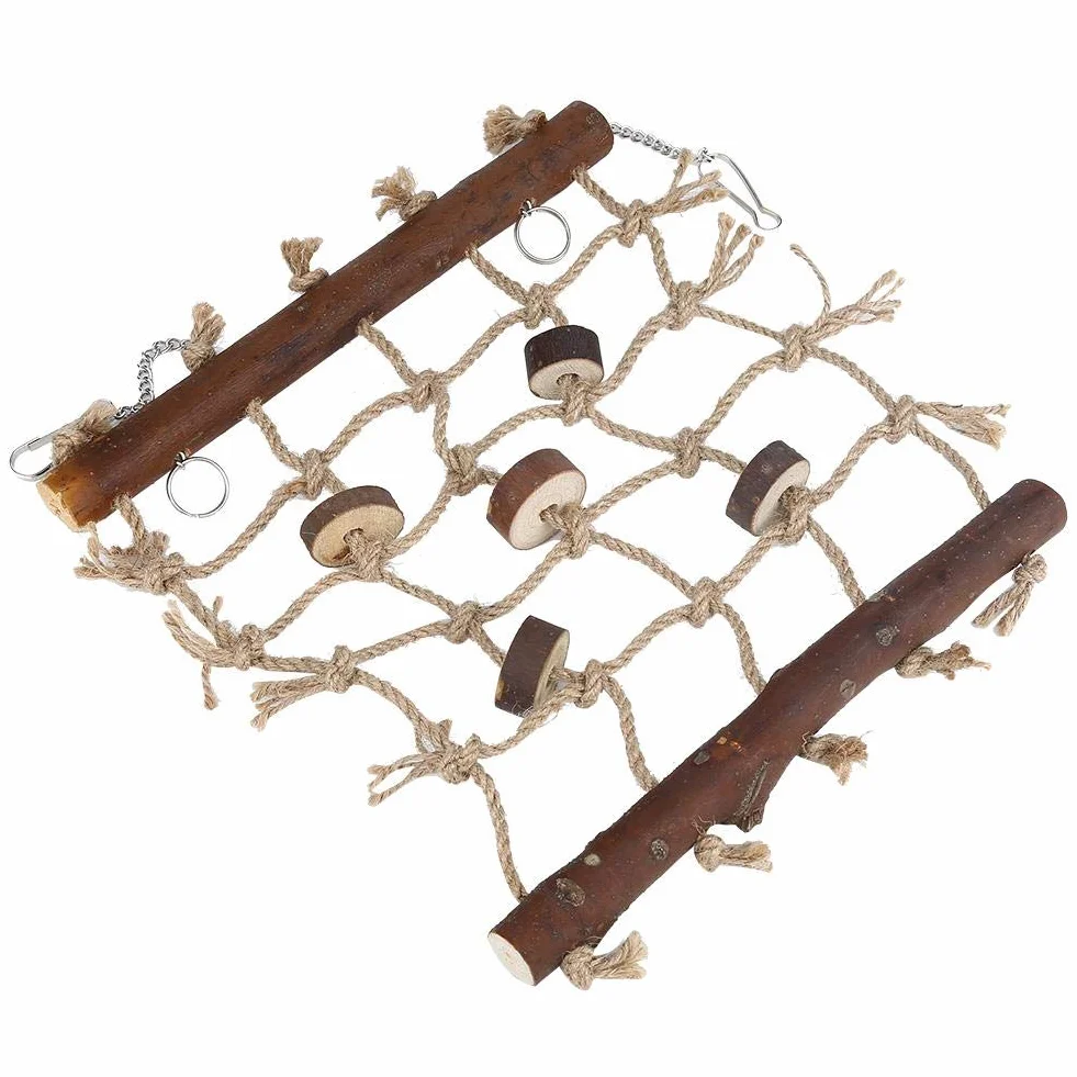 Fdit 1 szt. klatka ptak papuga zabawki lina konopna wspinaczka drabinka ptaki naturalne ciekawe szycie zabawka wisząca dekoracja
