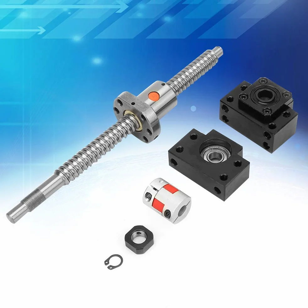 SFU1605 śruba ze stali nierdzewnej, śruba kulowa 1605, śruba kulowa 250 mm, nakrętka i wsparcie BkBf12 i sprzęgło 6,35 x 10 mm