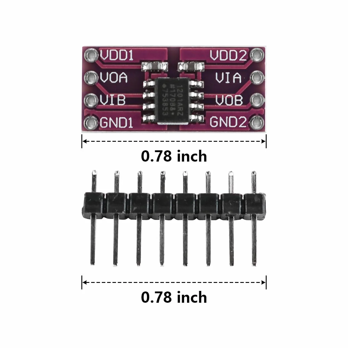 4 szt. ADUM1201 dwukanałowy cyfrowy izolator magnetyczny, szeregowy moduł izolatora cyfrowego izolacja magnetyczna SPI CAN Bus transceiver izolacja sygnału (długi)