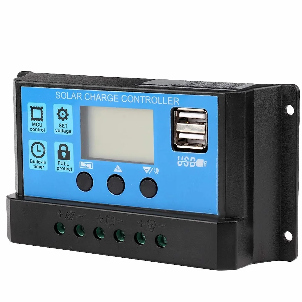 Controlador de carga solar PWM 30A 12V 24V automático