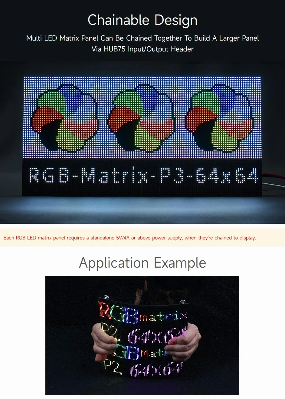 Waveshare Flexible RGB Full-Color LED Matrix Panel 3mm Pitch 64x64 Pixels Adjustable Brightness and Bendable PCB Compatible with Raspberry Pi/Raspberry Pi Pico / ESP32