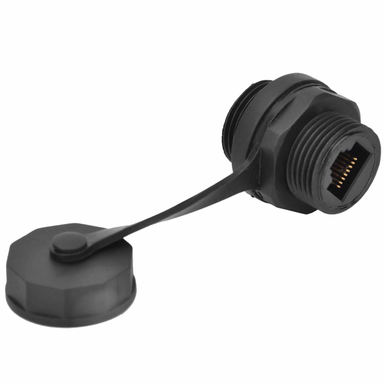 Wodoszczelne złącze wtykowe RJ45 Ip67-Mount-Panel Ethernet do przesyłania danych z instalacji przemysłowych (serce), złącze przemysłowe