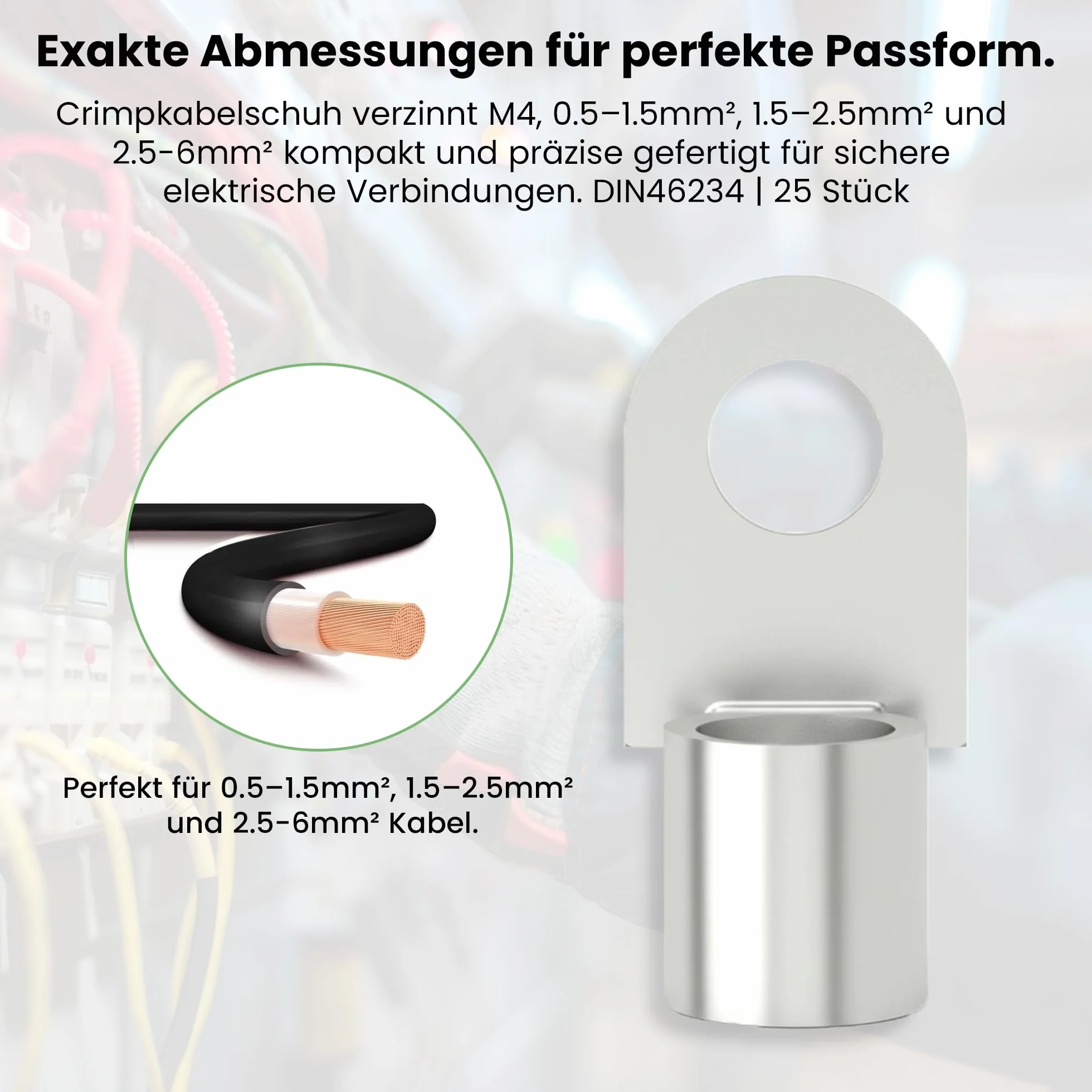 Offgridtec Końcówka zaciskowa ocynkowana M4 2,5-6 mm² 25 sztuk DIN46234