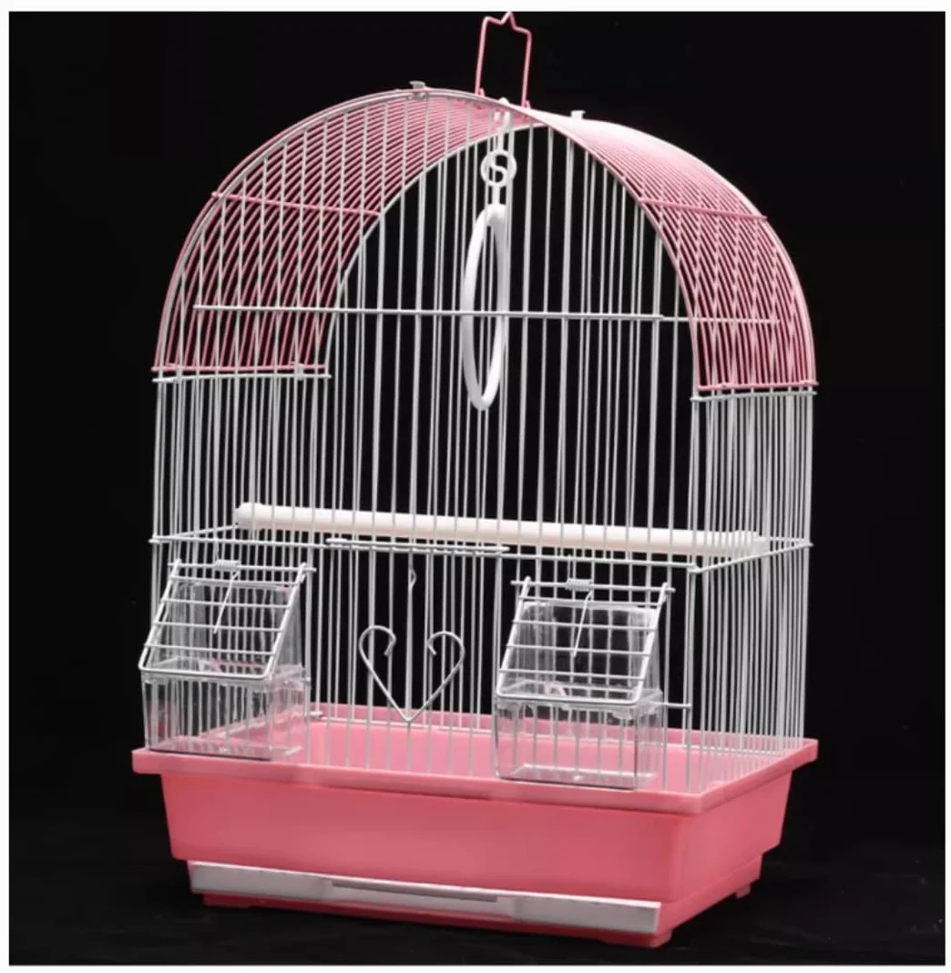 Klatka Dla Ptaków Metalowa Klatka Dla Ptaków Małych Rozmiarów Nimfa Lotnicza Zięby Papugi Kanaryjskiej Woliera Budgie Wolernia Papug(Pink)