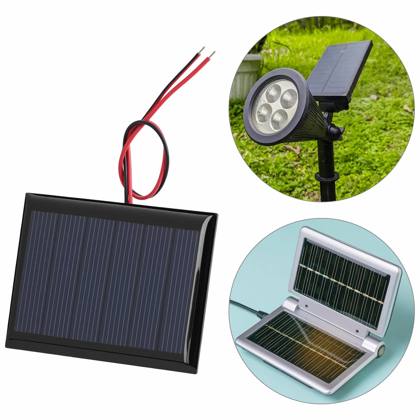 QWORK Zestaw 6 paneli słonecznych Micro Mini 3 V 0,3 W 80 mA z kablem 15 cm, 65 x 48 mm - kompaktowy i wydajny do projektów DIY i elektroniki