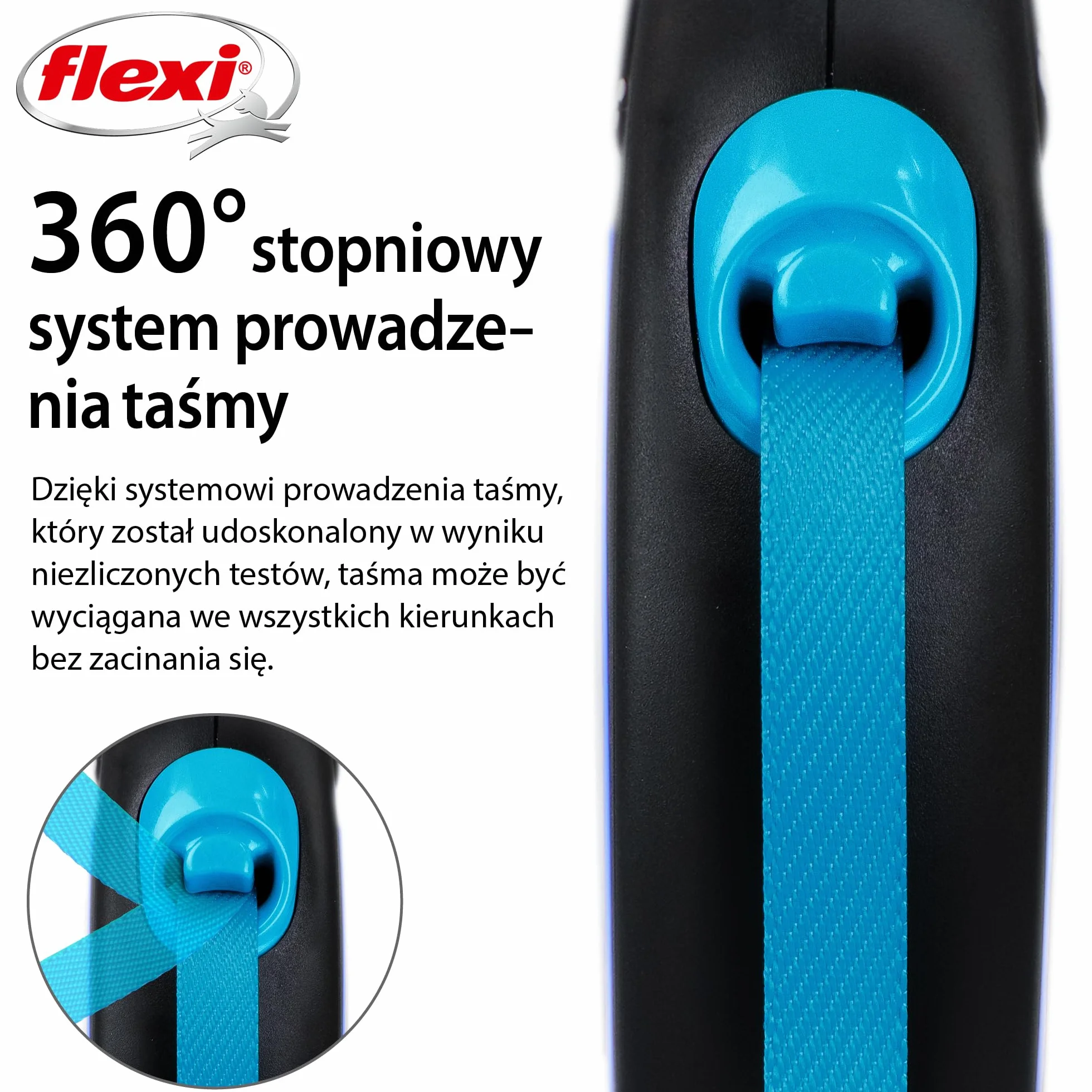 Flexi Rollijn New Neon Tape Zwart/Neon Blauw-S 5 MTR TOT 15 KG