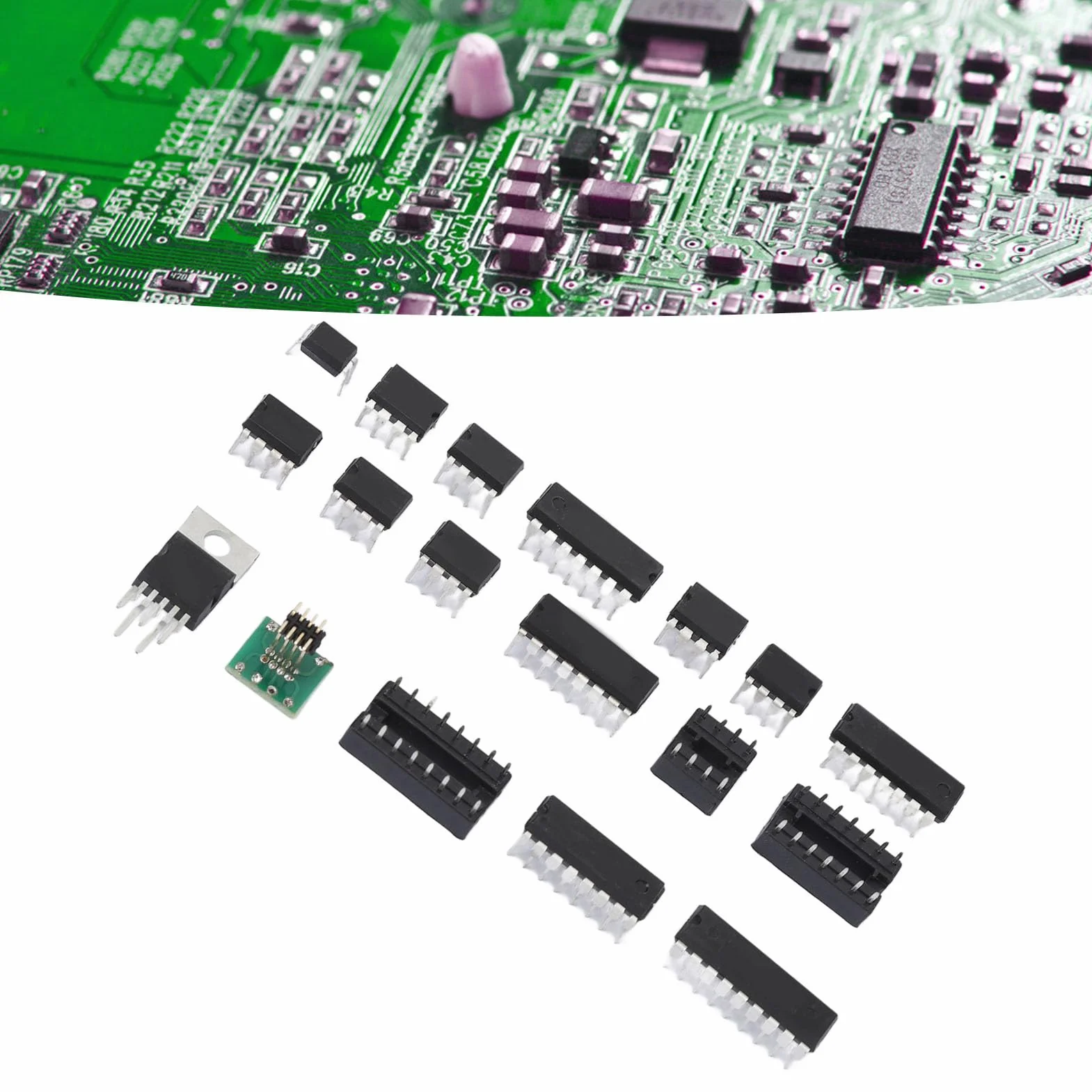 Zestaw Asortymentowy IC Opamp Oscillator – 150 szt. Zintegrowany Zestaw Układów Scalonych XL, Chipy i Gniazda do Sprzętu Elektronicznego