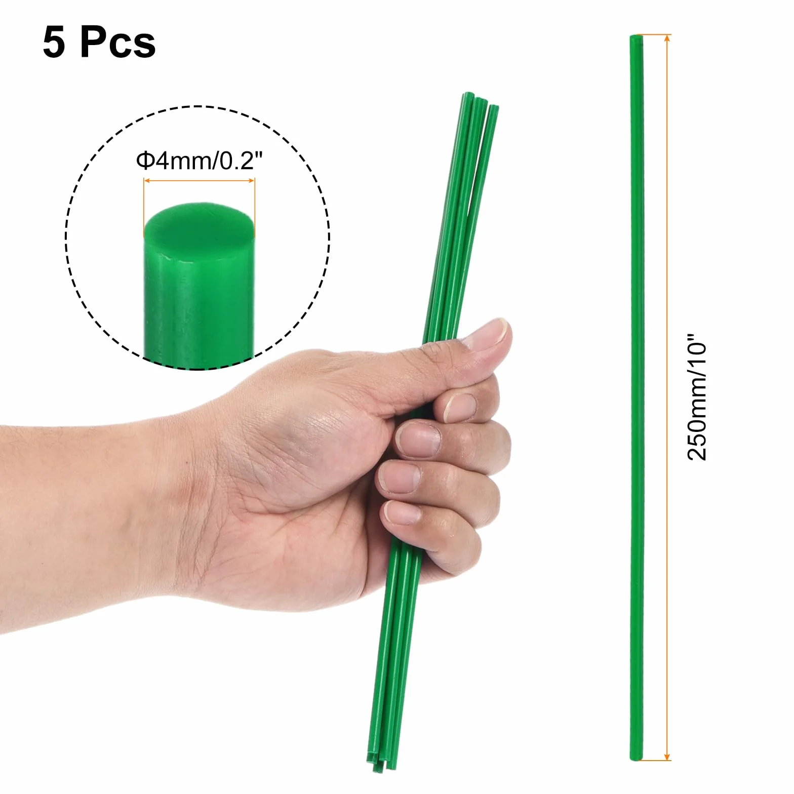 QUARKZMAN 5 sztuk zielonych prętów z tworzywa sztucznego 4 x 250 mm ABS styren okrągły pręt okrągły pręt masywny DIY model do budowy zabawek do budowy modeli architektonicznych