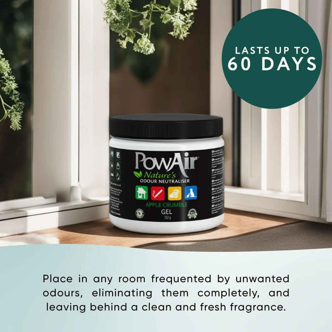 PowAir Żelowy naturalny neutralizator zapachów, zapach tropikalnej bryzy, skuteczny domowy eliminator zapachów z naturalnymi olejkami eterycznymi (400 g)