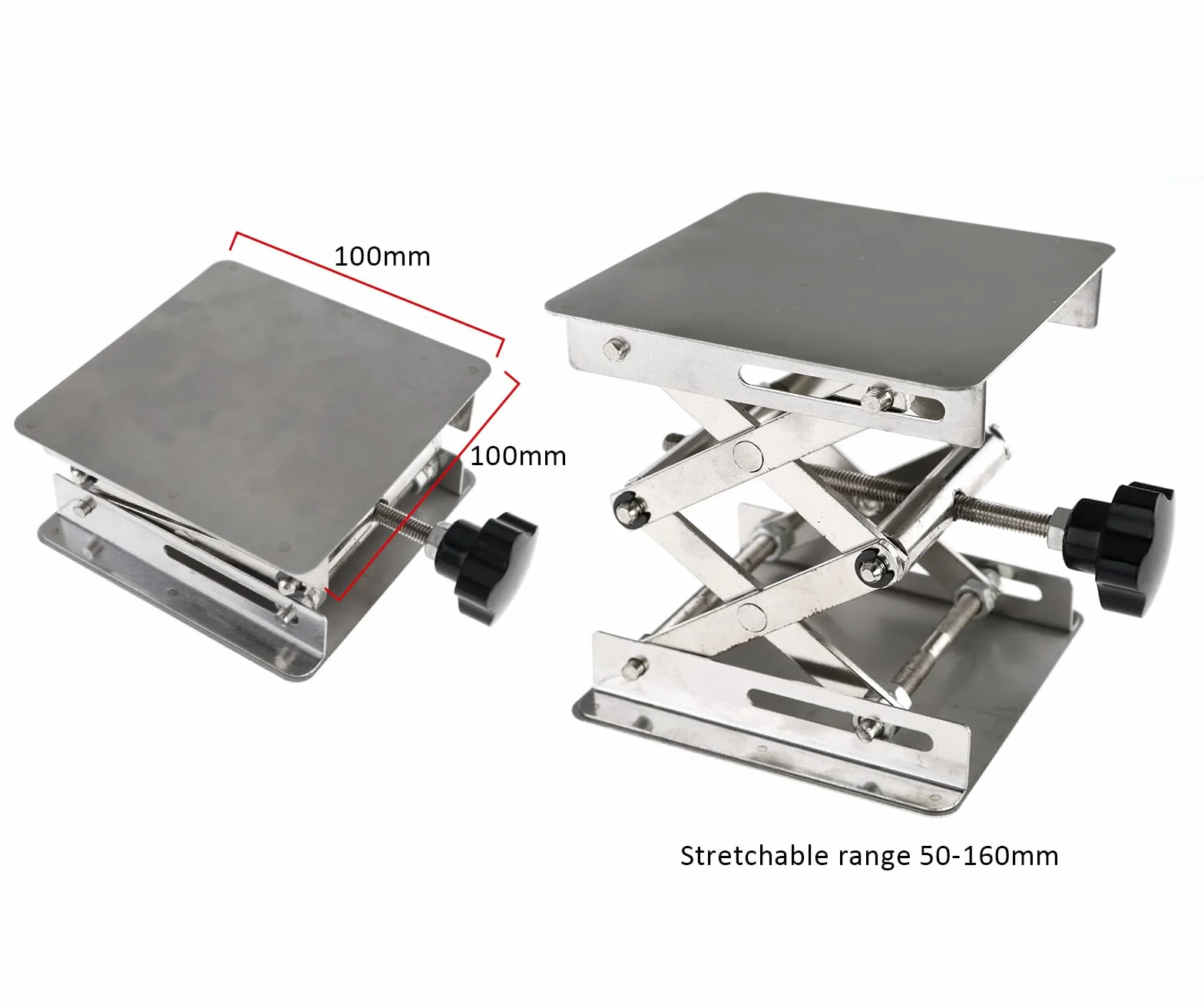 Stolik laboratoryjny ze stali nierdzewnej podnośnik nożycowy 100 x 100 mm