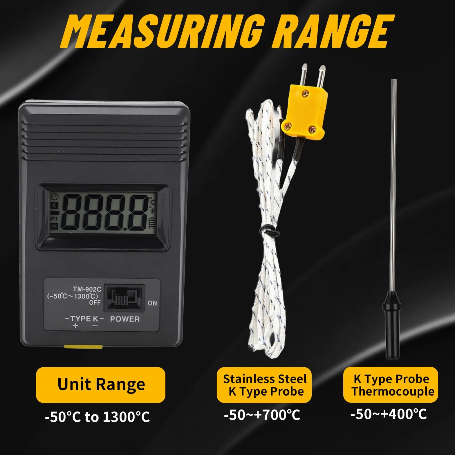 Termometr cyfrowy TM902C -50~+300°C czujnik LCD sonda temperatury przemysłowa
