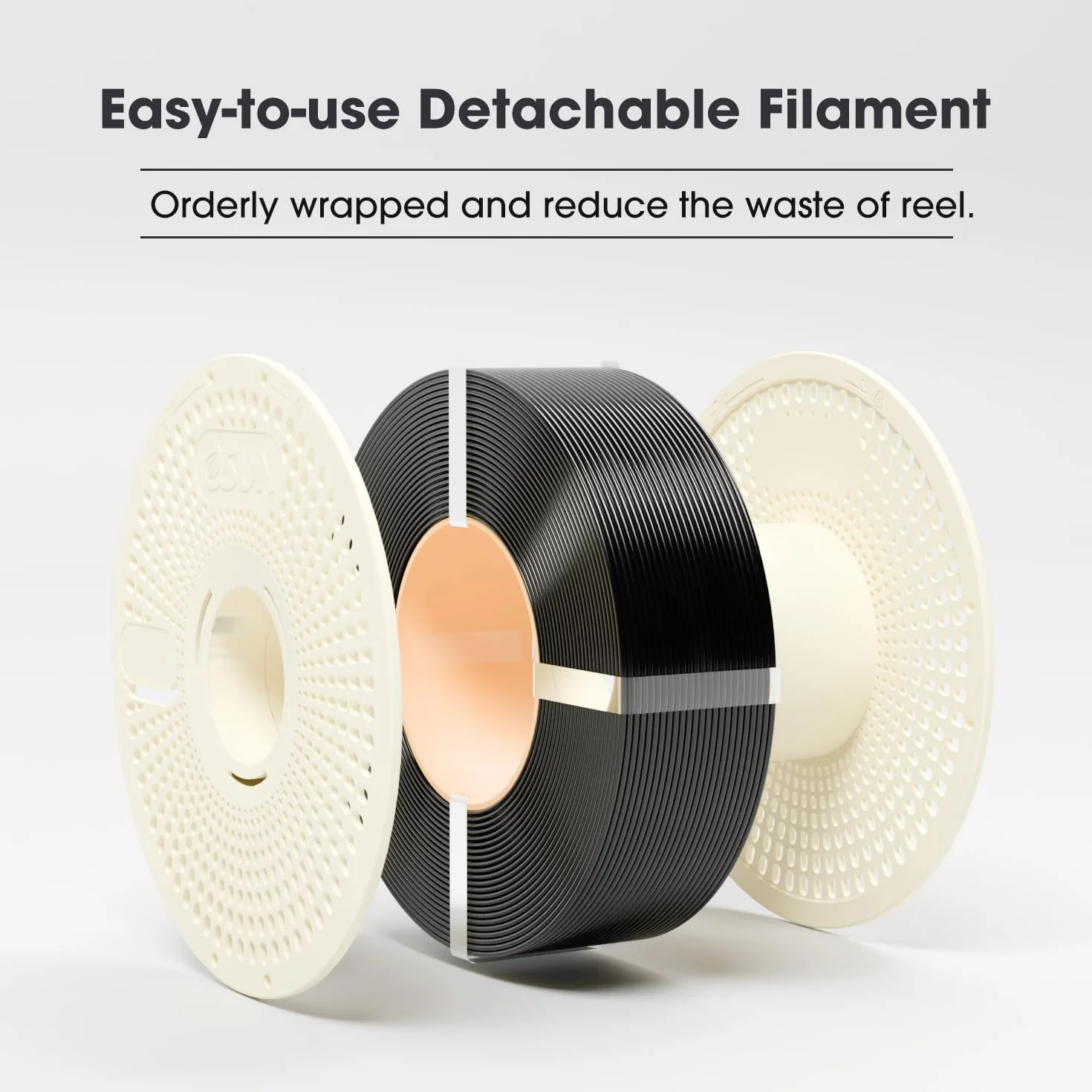 eSUN PLA Refill Filament and Spool Kit, bezszpulowy filament PLA 1,75 mm i usuwalny eSpool+, szpula 1 kg (2,2 LBS), szybki filament do drukarek 3D (Zimna biel, 1KG)