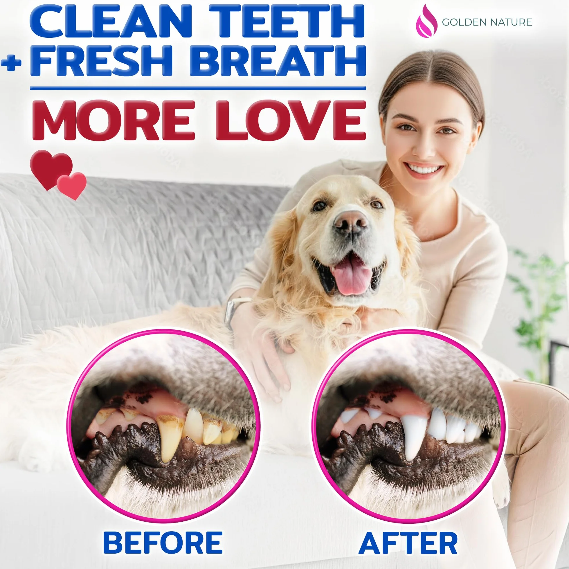 Teeth Cleaning Wipes for Dogs and Cats - 100 Pcs - Pet Dental Care Finger Pads/Mouth Wipes for Fresh Breath, Plaque and Tartar Removal