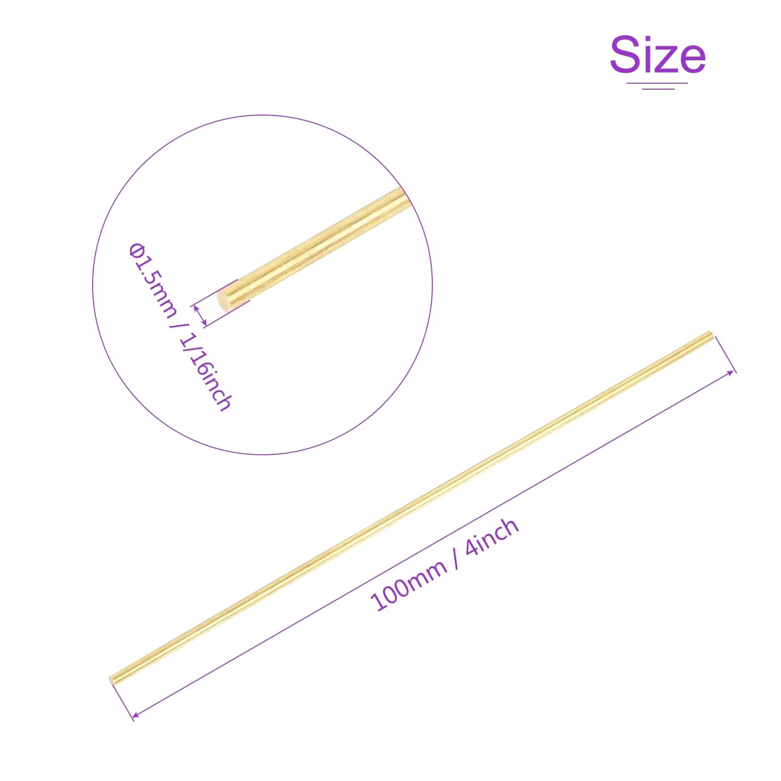 Pręty mosiężne 1,5 mm x 100 mm 20 sztuk do lutowania i spawania