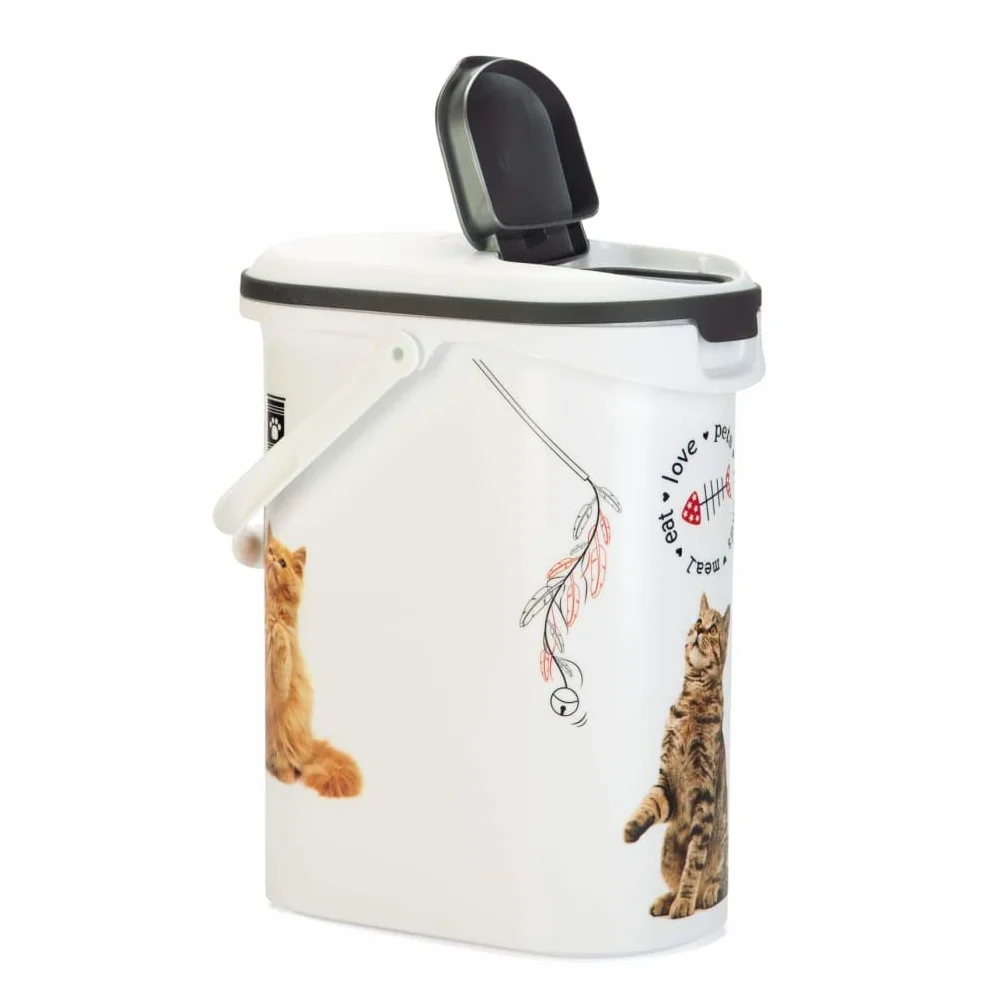 Curver Pojemnik na karmę 4 kg I 10 l, biały/szary/Love Pets koty, 1 sztuka (1 opakowanie), 241098