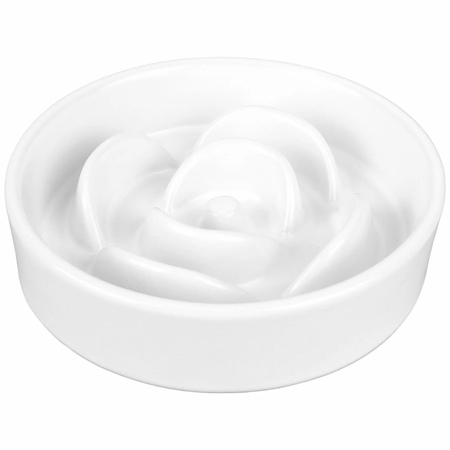 Ceramiczna Miska dla Psa Spowalniająca Jedzenie, 15,7x4cm Wzór Puzzli z Kwiatowym Labiryntem Miska dla Zwierząt Spowalniająca Jedzenie Małych Psów i Kotów Można Myć w Zmywarce (Biała)
