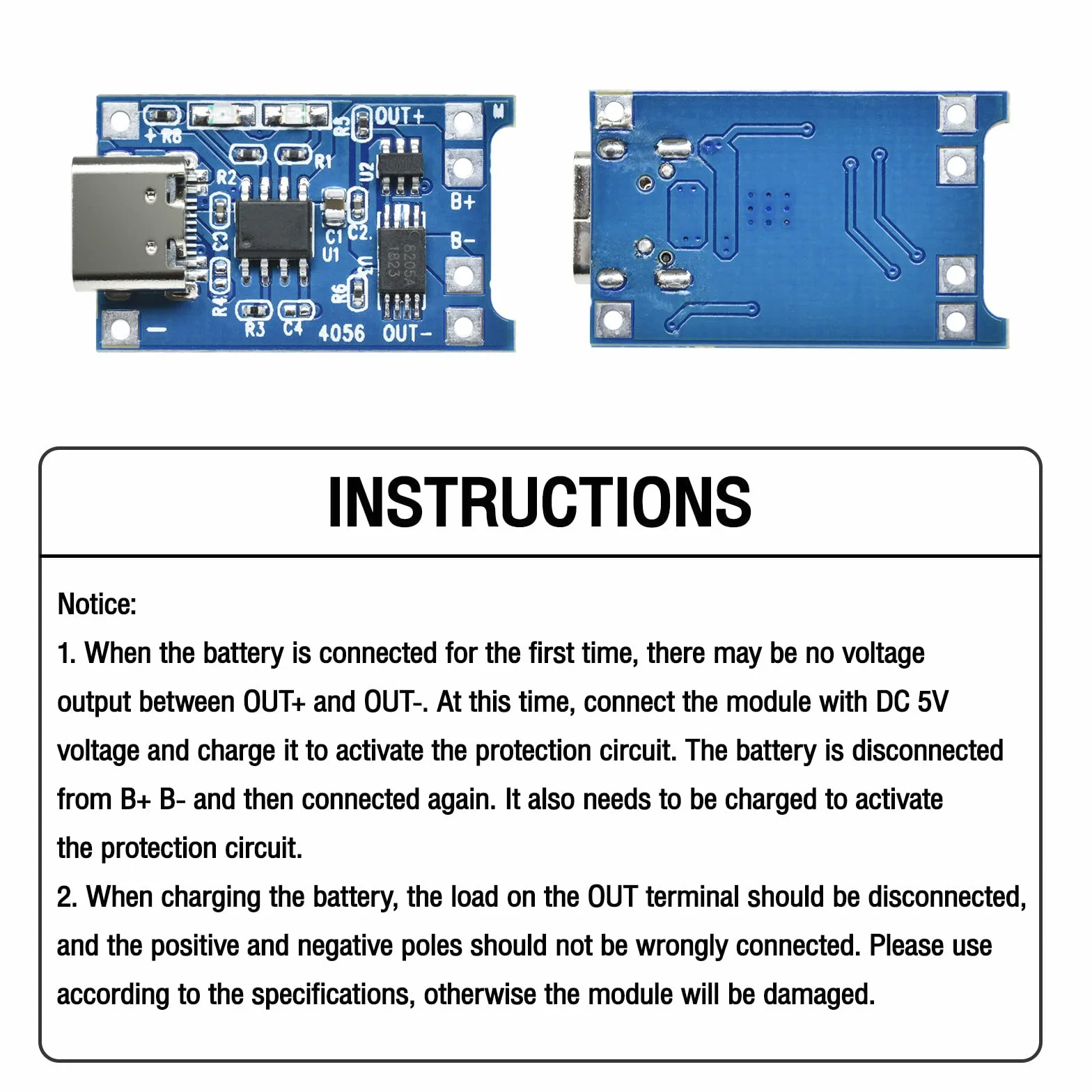 Aideep 6 sztuk Type-C USB-C TC4056 5V 1A akumulator litowy litowo-jonowy moduł ładujący z podwójną ochroną